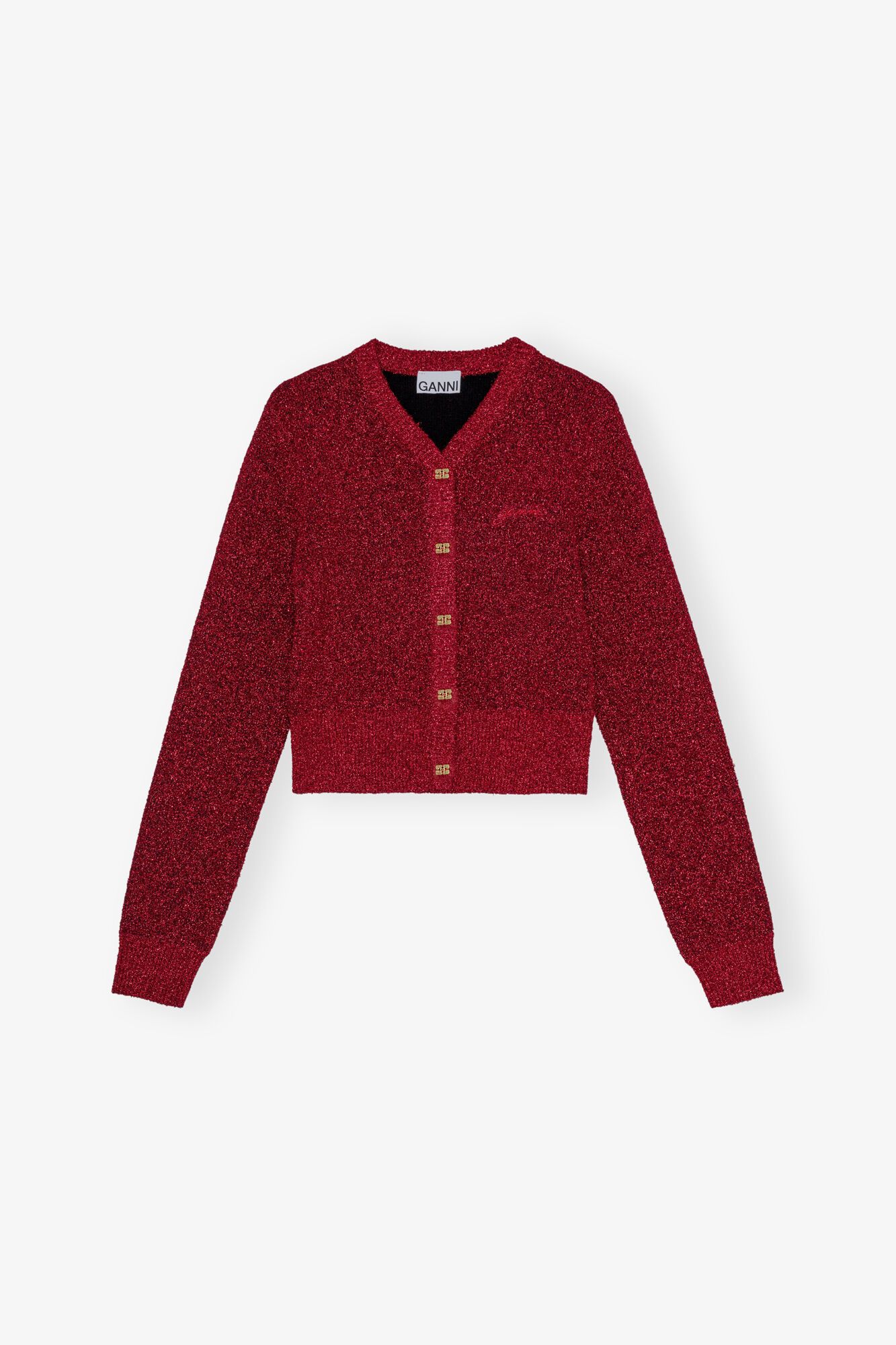 Ganni o1s22i1n0525 Sparkling Cardigan in Red Size M / US 6-8 / IT 42-44 - 1 Thumbnail