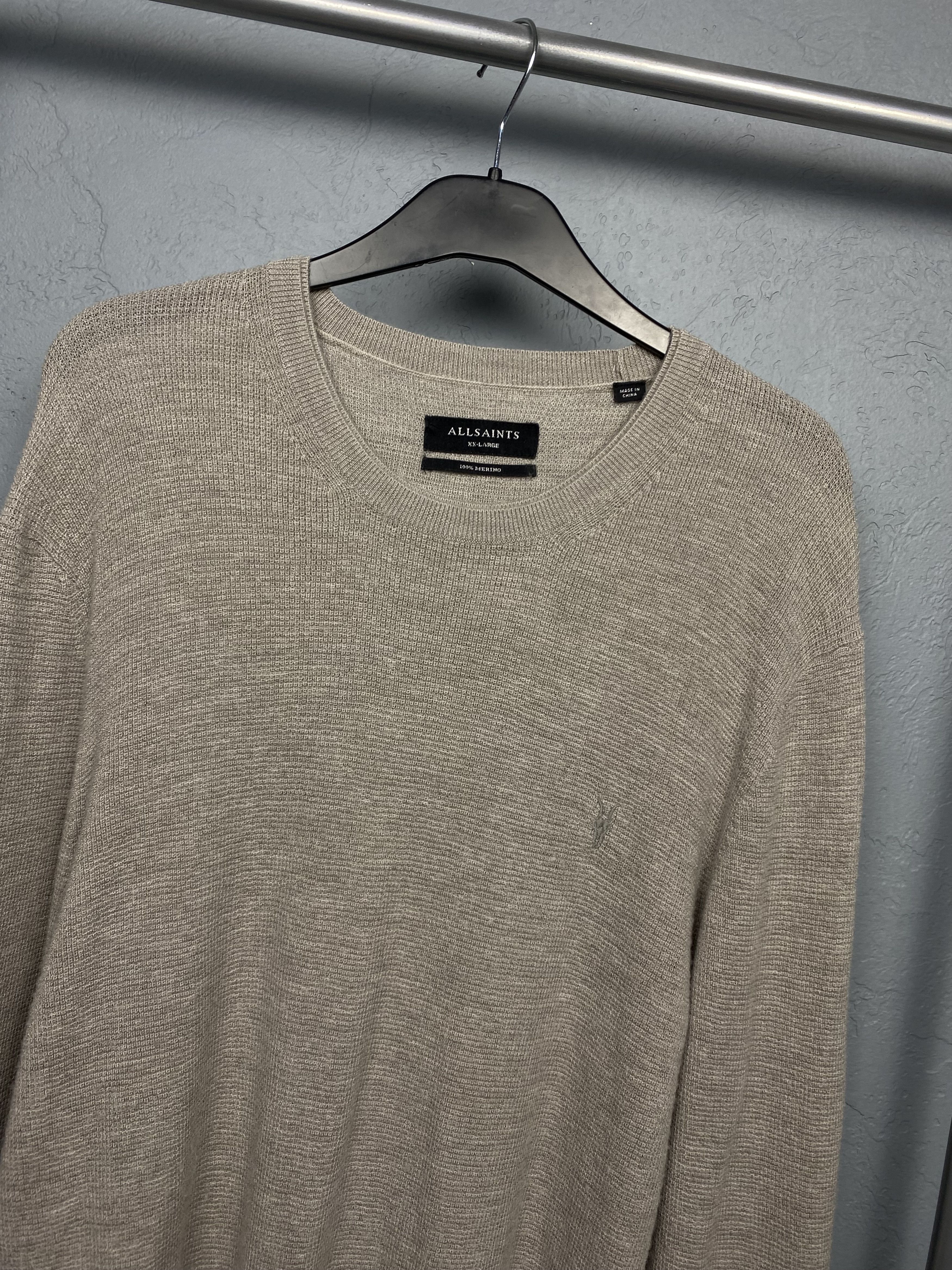 Allsaints AllSaints Mens Ivar Crew Neck Merino Wool Knit Sweater Size US XXL / EU 58 / 5 - 2 Thumbnail