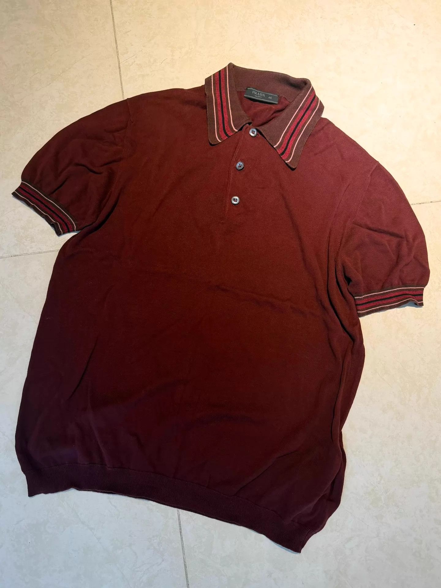 Prada Prada vintage ribbed knit polo shirt (stretchable) | Grailed