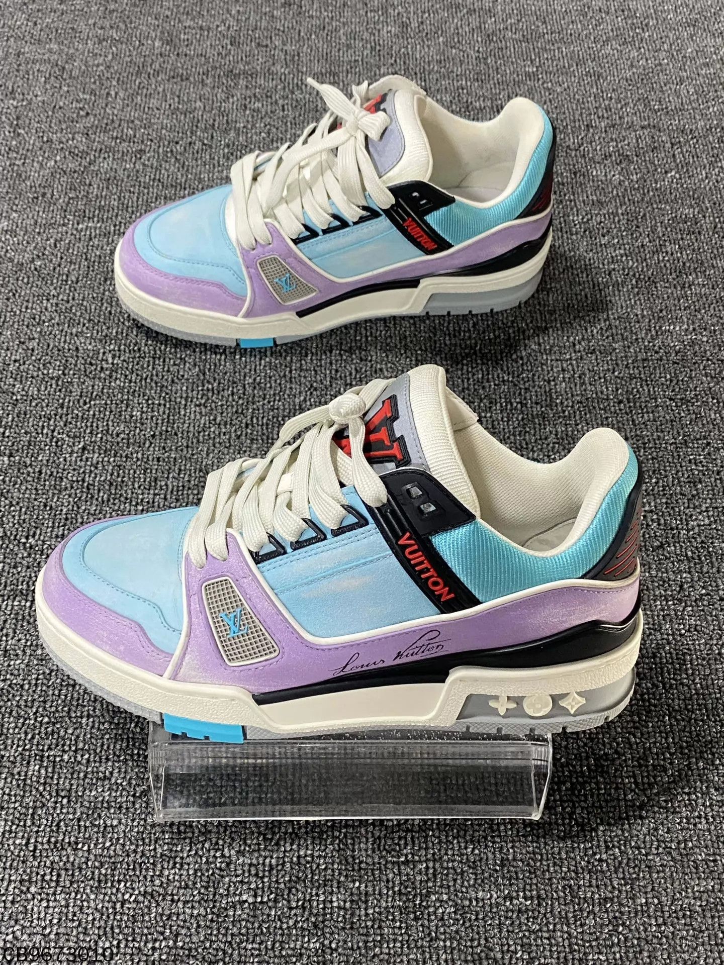 Louis Vuitton LV Trainer blue purple macaron 98 new 36.5 Size US 6 / IT 36 - 3 Thumbnail