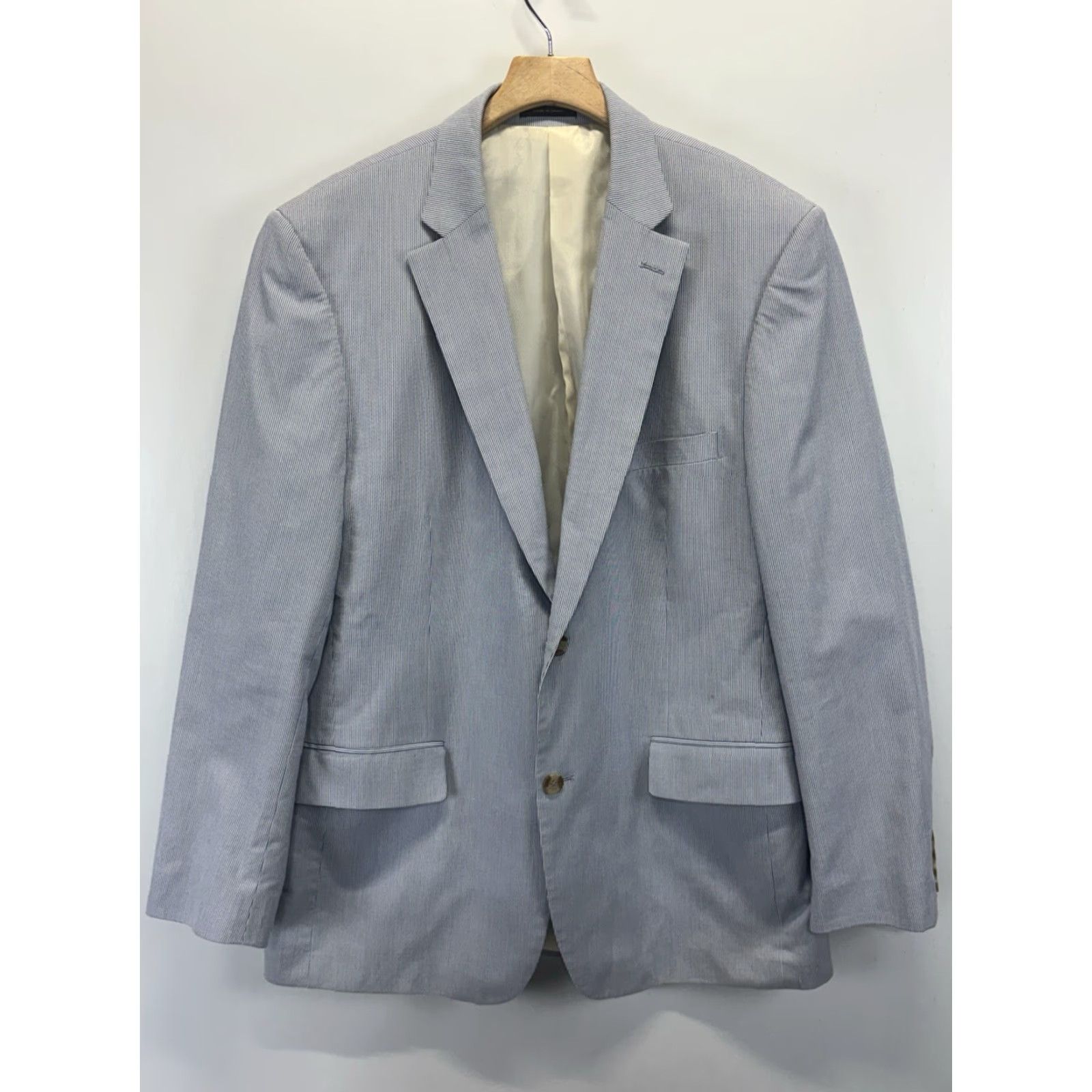 Charter Club Charter Club Blazer Sport Coat Men’s 44L Blue White Seersucker Preppy Yacht Size 44R - 2 Thumbnail