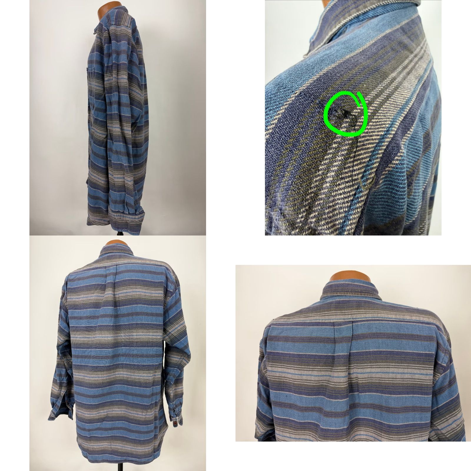 Vintage VINTAGE Old School Clothing Co. Shirt XL Blue Striped Handwoven Cotton Button-Up Men's Size US XL / EU 56 / 4 - 8 Thumbnail