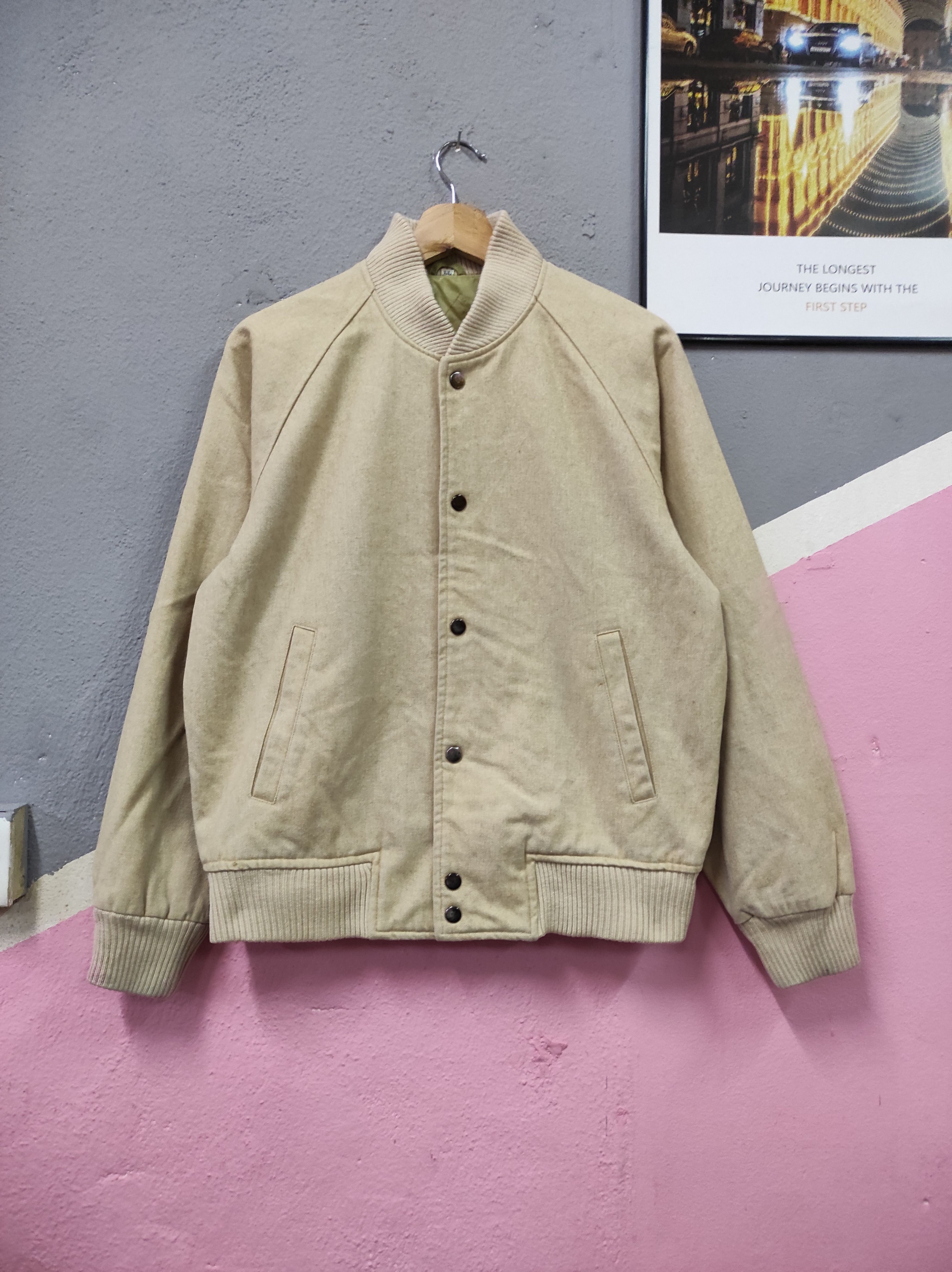 WOOL PLAIN VARSITY JACKET SNAP BUTTON