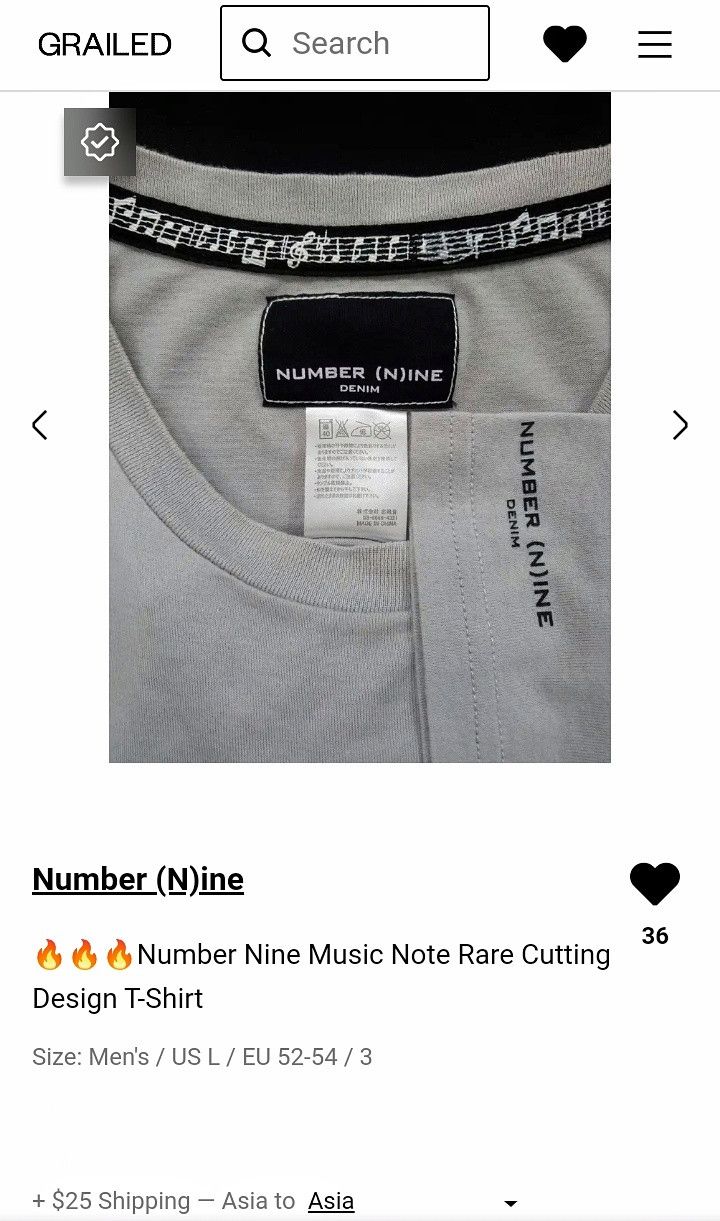 Number (N)ine 🔥🔥🔥Number Nine Music Note Rare Cutting Design T-Shirt Size US L / EU 52-54 / 3 - 11 Thumbnail