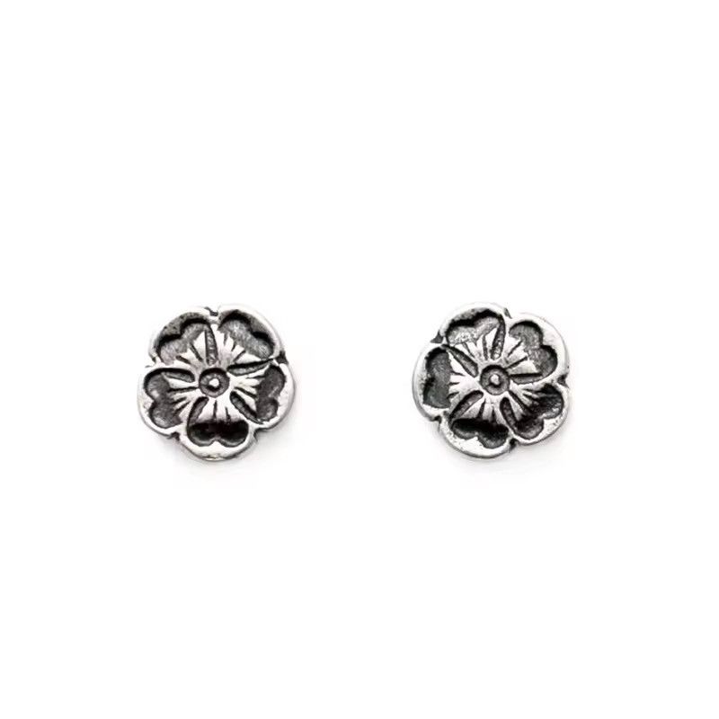 Jewelry Silver Vintage Rose Flower Stud Earrings for Men Women Size ONE SIZE - 6 Thumbnail
