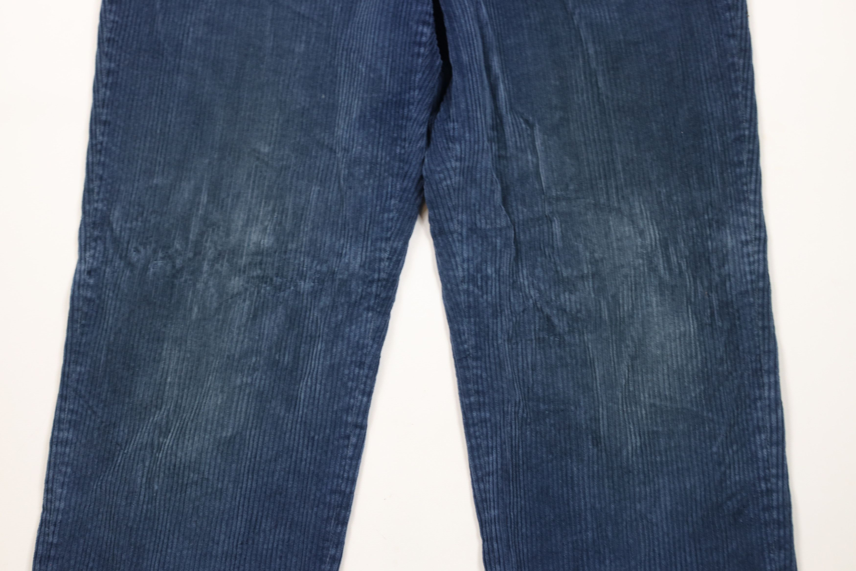 Lands' End × Vintage Vintage 90s Lands End Wide Leg Corduroy Chino Pants Blue USA Size US 36 / EU 52 - 3 Thumbnail