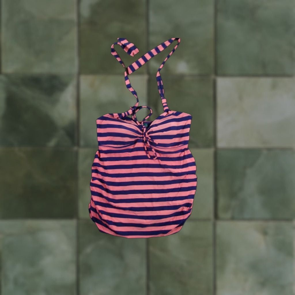 Pinko Beach Bump Tankini Top Womens M Pink Navy Striped Maternity Halter Tie Ruched Size M / US 6-8 / IT 42-44 - 1 Thumbnail