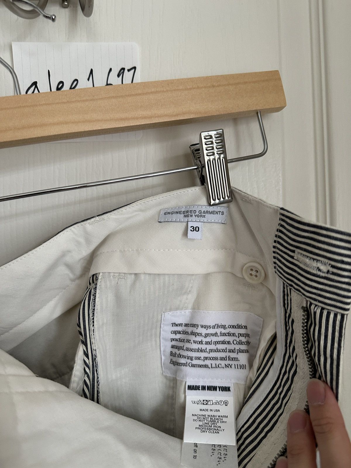 Engineered Garments Navy & White Seersucker Striped Andover Trousers Size US 30 / EU 46 - 4 Thumbnail