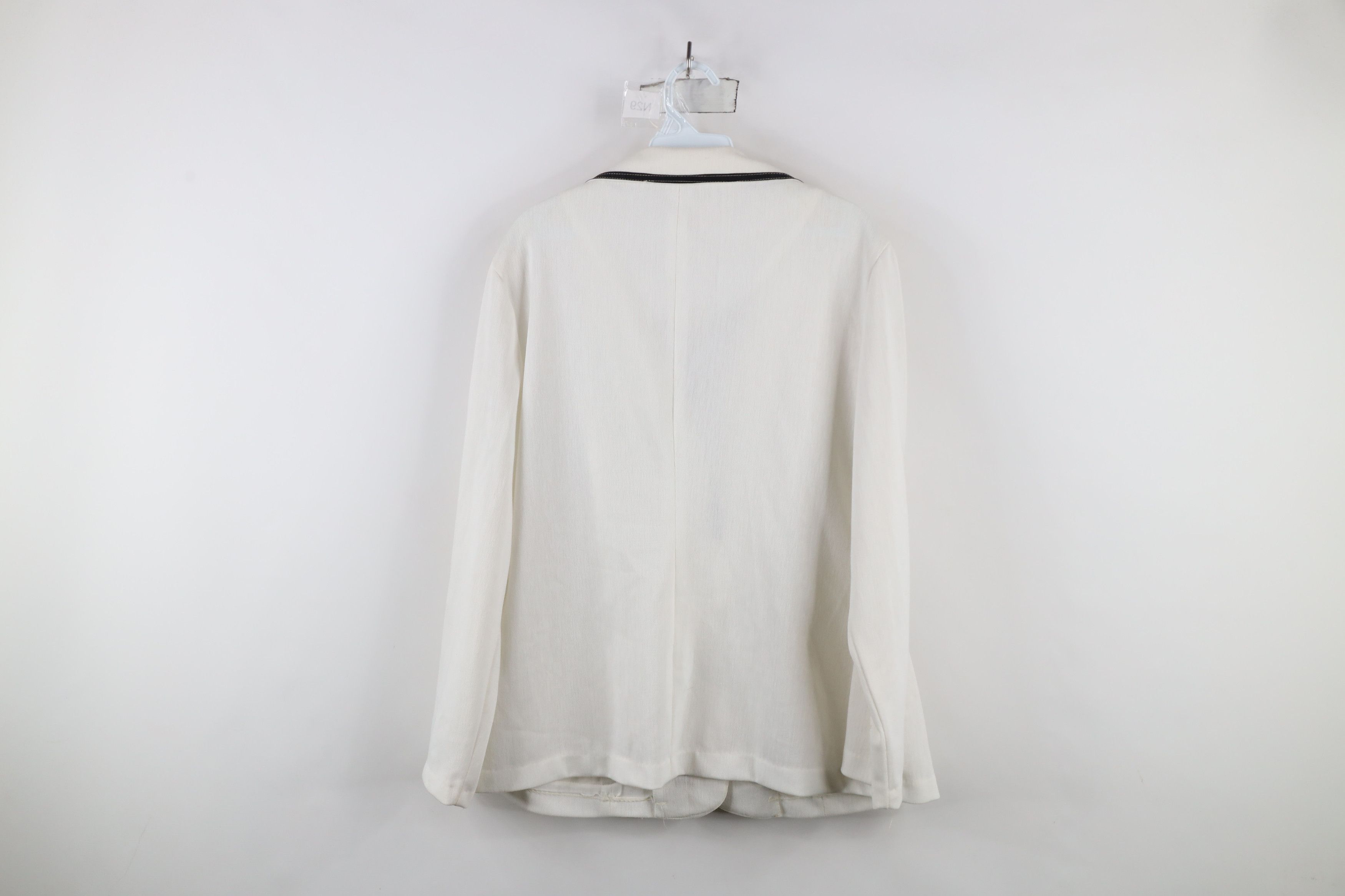 Vintage Vintage 70s Streetwear Ribbed Knit Blazer Jacket White USA Size L / US 10 / IT 46 - 9 Thumbnail