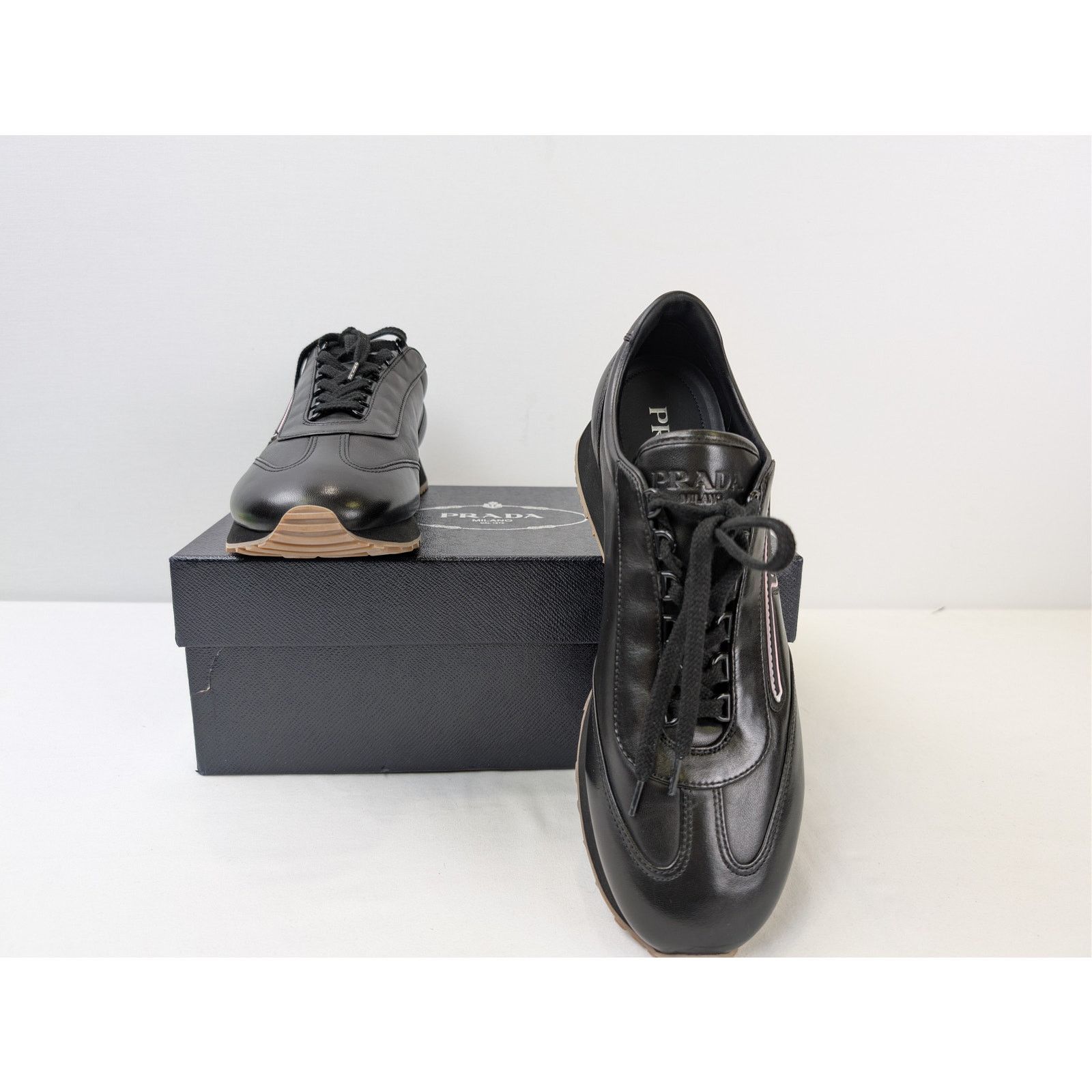 Prada o1rshd1 Leather Sneakers in Black Size US 10.5 / EU 43-44 - 14 Thumbnail