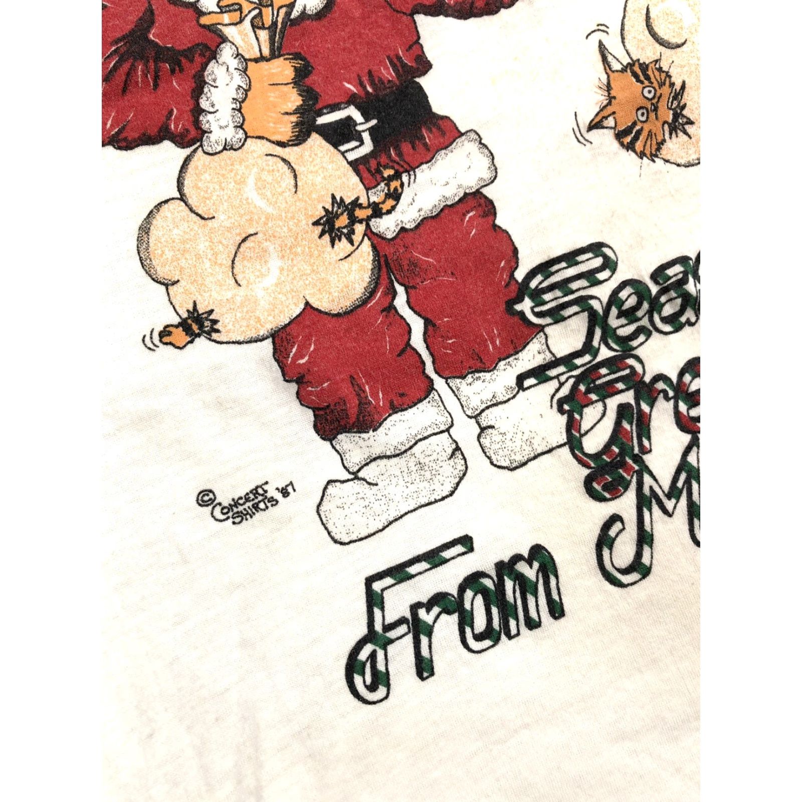 Omega VINTAGE ALF Seasons Greetings Christmas Single Stitch White T Shirt Muppets M23 1987 1980s XL Mens Size US L / EU 52-54 / 3 - 3 Thumbnail