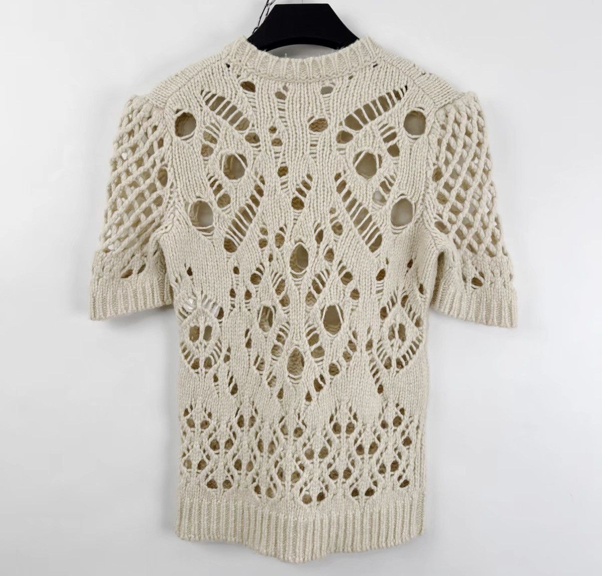 Dior Dior Off-White Hollow Knit Short Sleeve K12 Size XS / US 0-2 / IT 36-38 - 2 Thumbnail