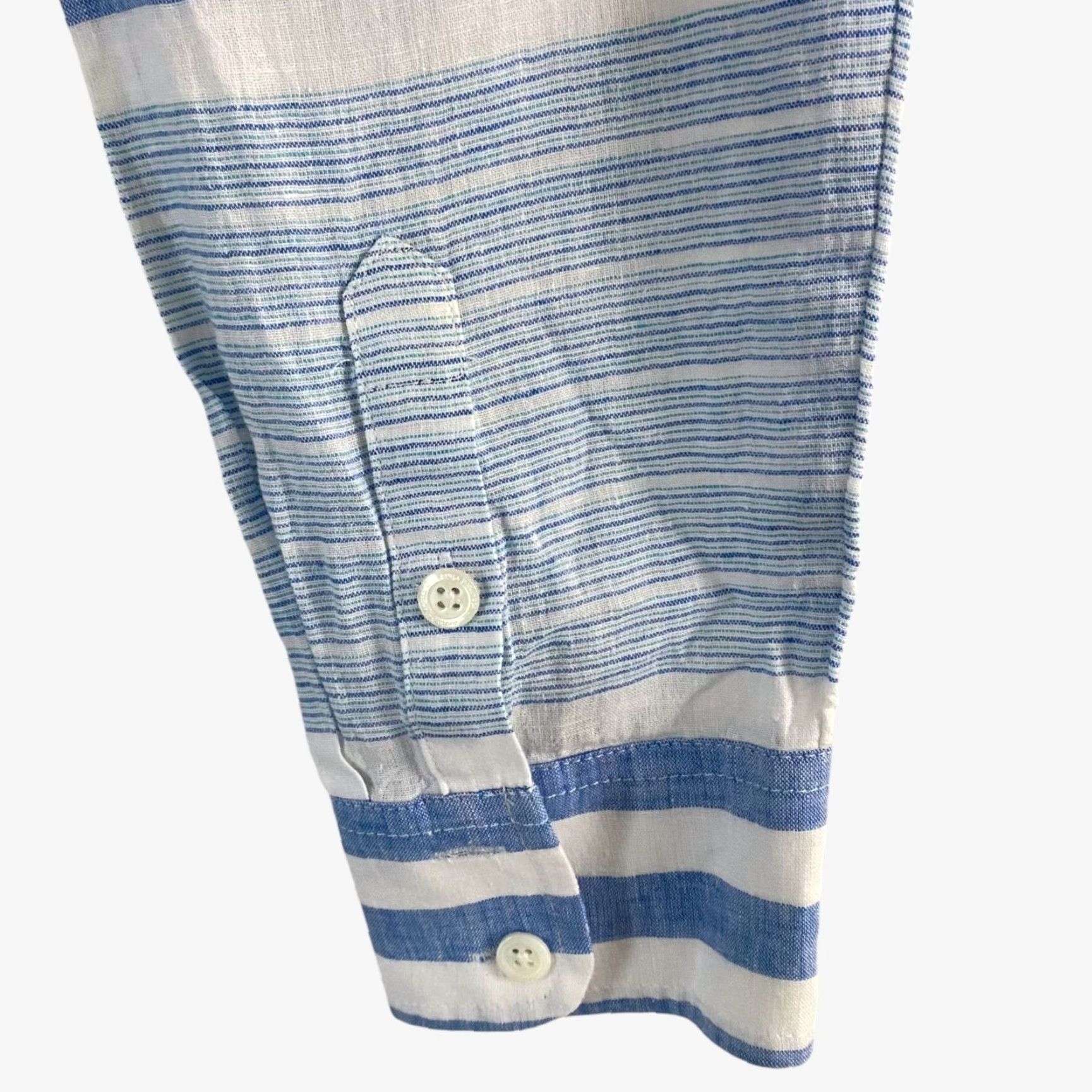 Vineyard Vines VINTAGE Vineyard Vines Striped Button-Up Shirt Women's Size 4 Blue Linen Long Sleeve Preppy Size S / US 4 / IT 40 - 7 Thumbnail