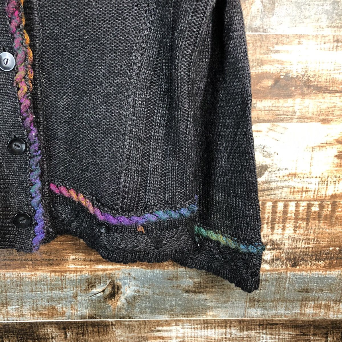 Homespun Knitwear Chaminos V vintage Black Cardigan Knitwear #A1695 Size US M / EU 48-50 / 2 - 8 Thumbnail