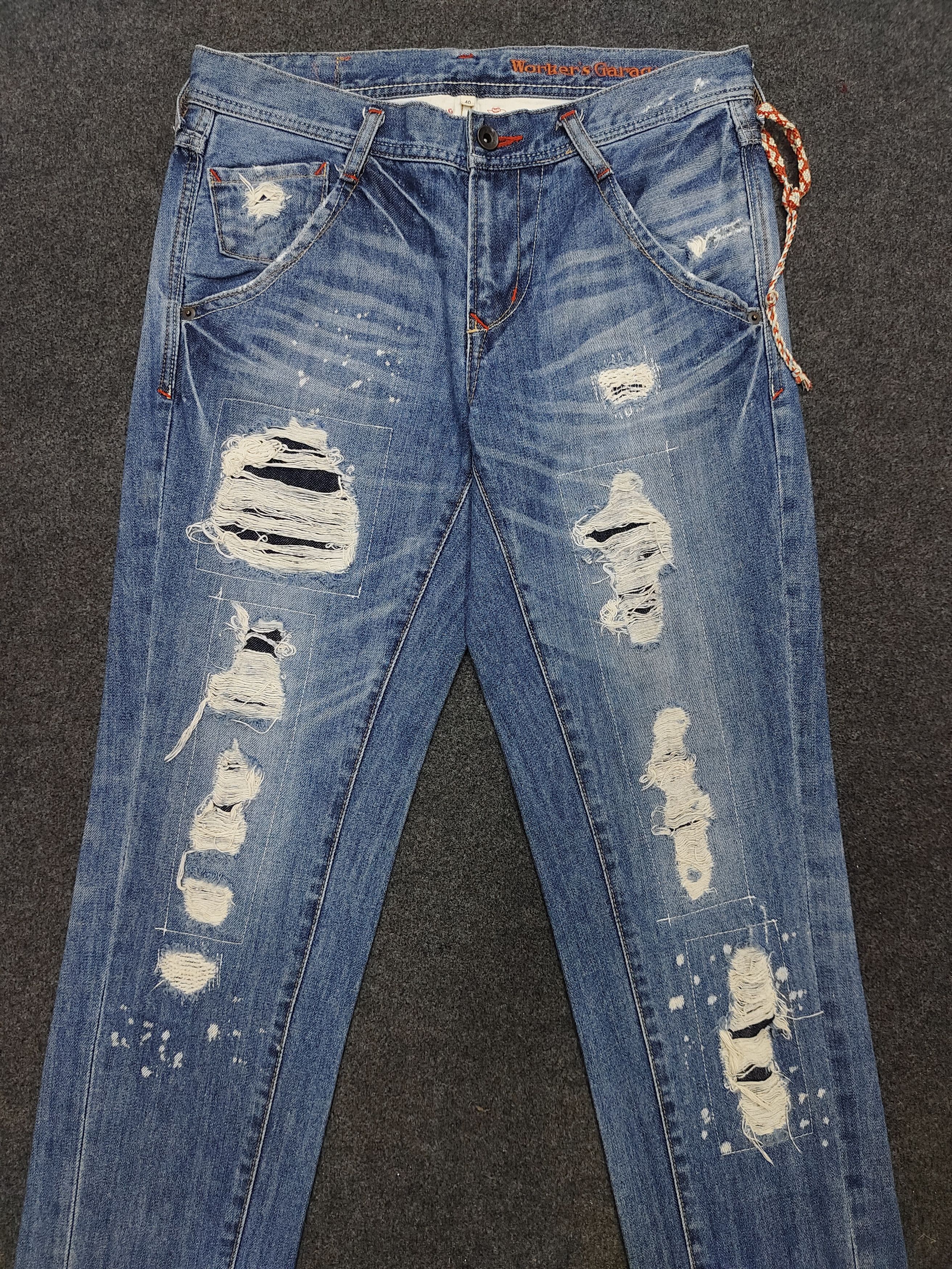 Japanese Brand 🔥Worker's Garage 🇯🇵 Pacthwork Ripped Jeans Size 30" / US 8 / IT 44 - 2 Thumbnail