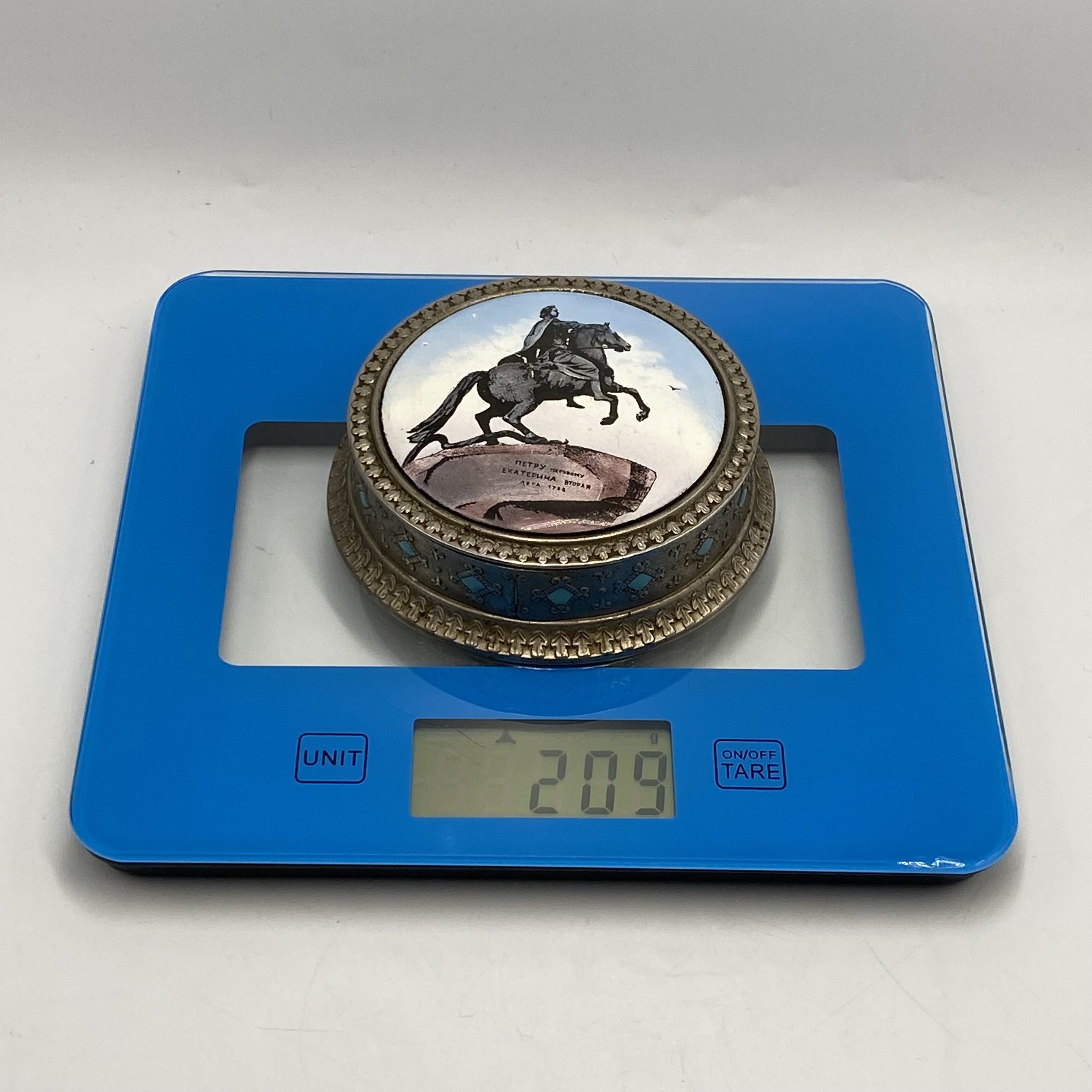 Vintage Large Vintage Soviet Powder Box Compact Enamel Bronze Size ONE SIZE - 4 Thumbnail