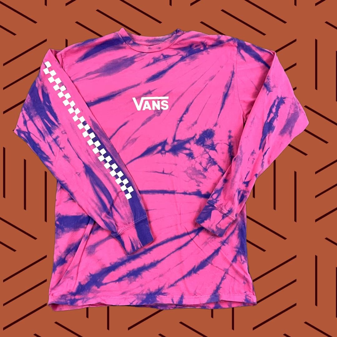 Vans VANS Mens Long Sleeve T-Shirt Graphic Print Crew Neck Fall Spring Summer Winter Casual Crew Pink Purple 2010s Size US M / EU 48-50 / 2 - 1 Thumbnail