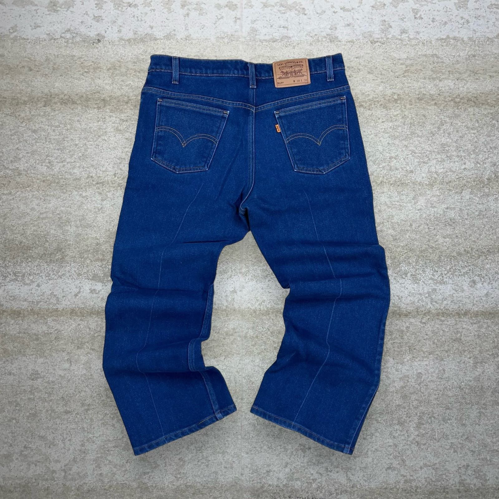 image of Crazy Vintage 90's Levis 517 Jeans Bootcut Orange Tab Dark in Blue, Men's (Size 38)