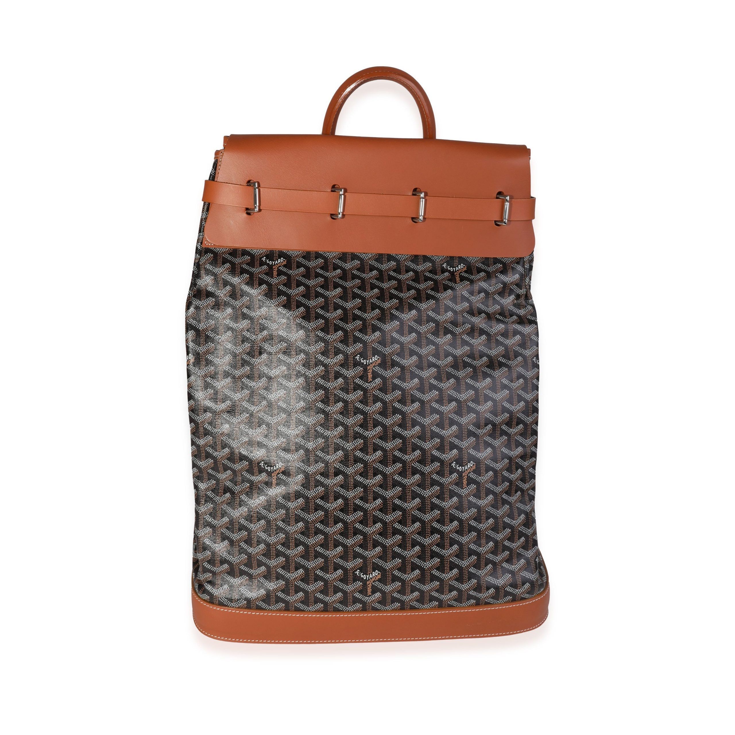 image of Goyard Black Goyardine & Brown Leather Steamer Bag, Women's