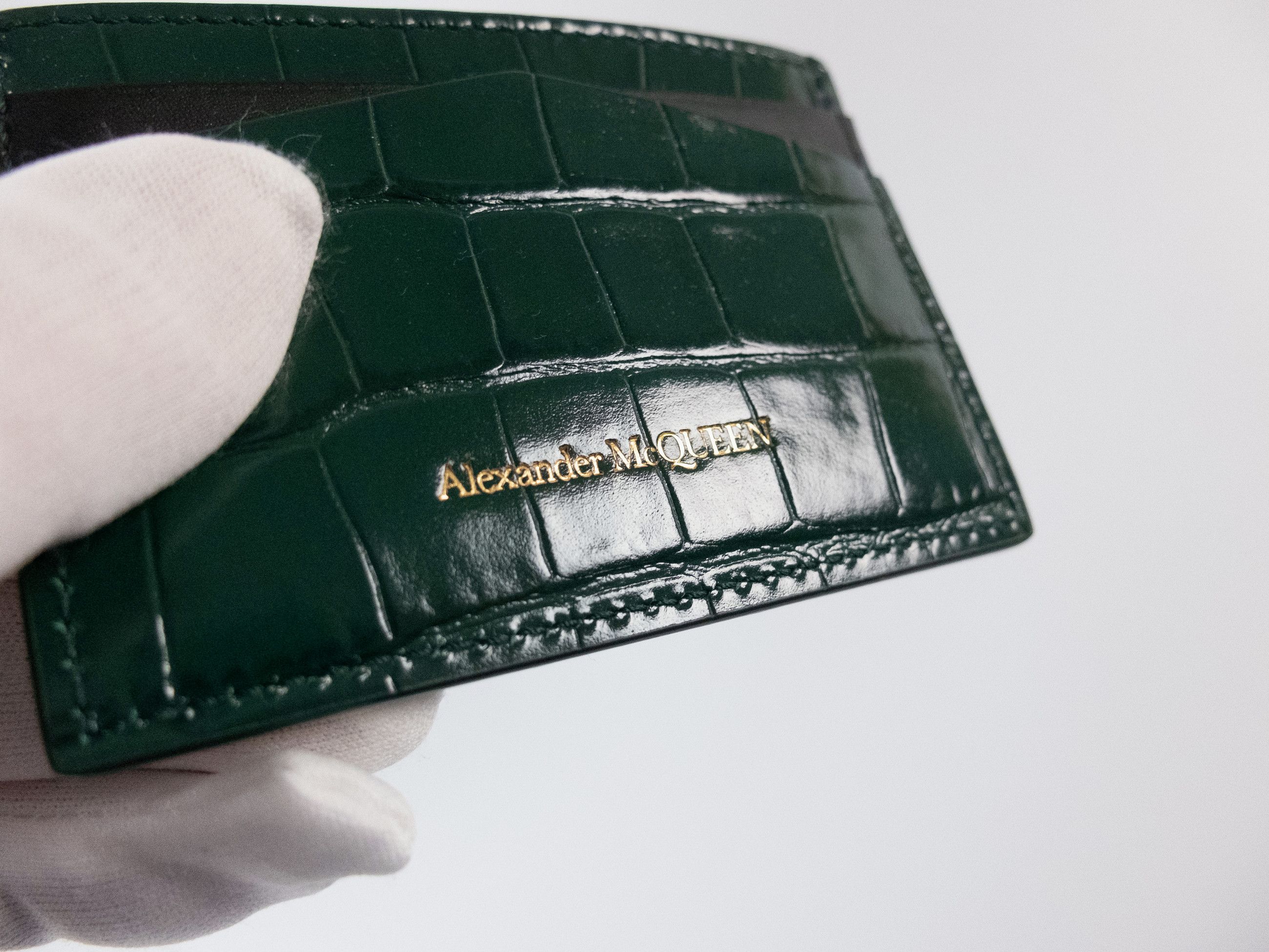 Alexander McQueen ALEXANDER MCQUEEN Skull green croc effect card holder q Size ONE SIZE - 4 Thumbnail