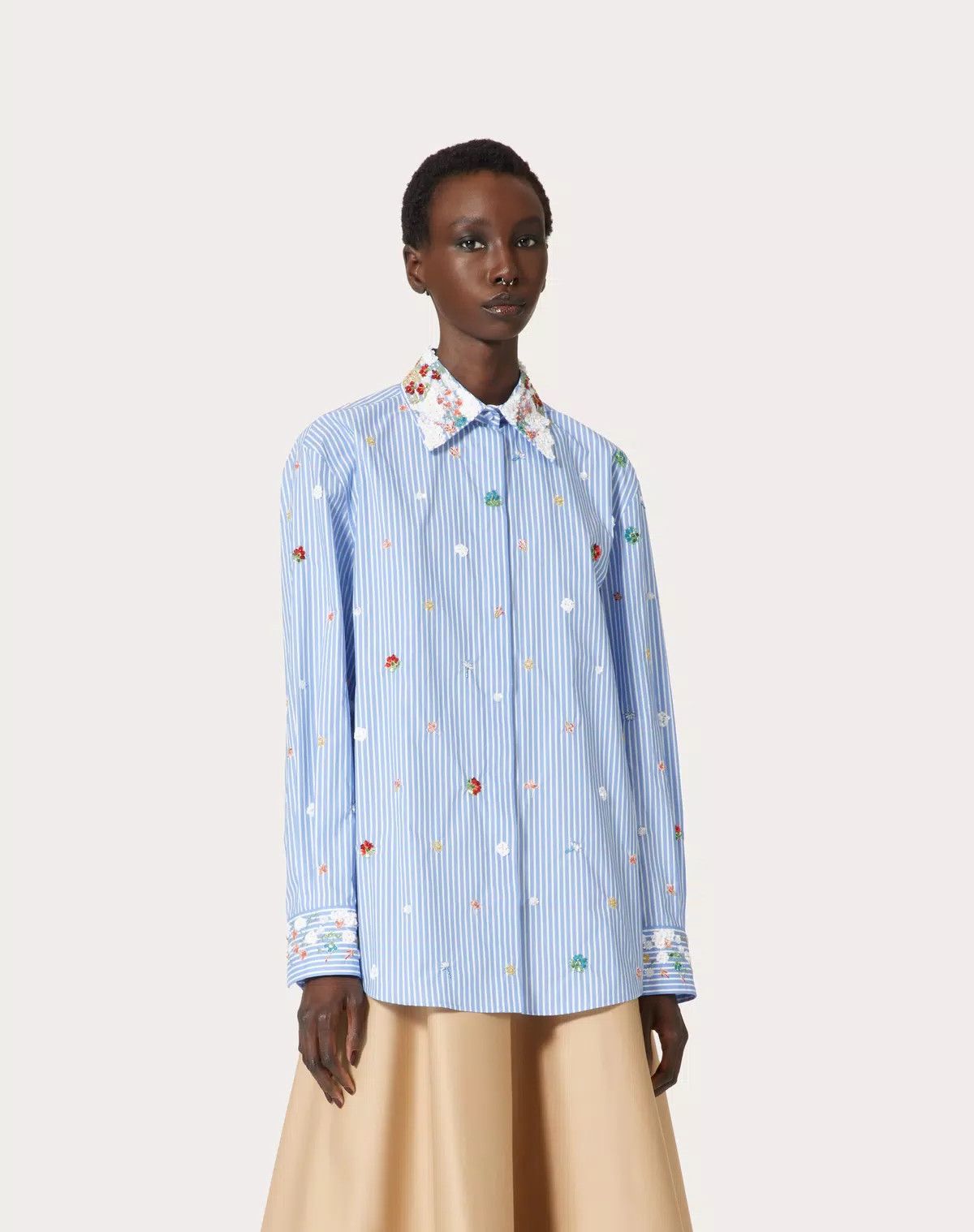 Valentino o1s1wg110625 Popeline Classic Stripe Shirt in Multicolor Size S / US 4 / IT 40 - 4 Thumbnail