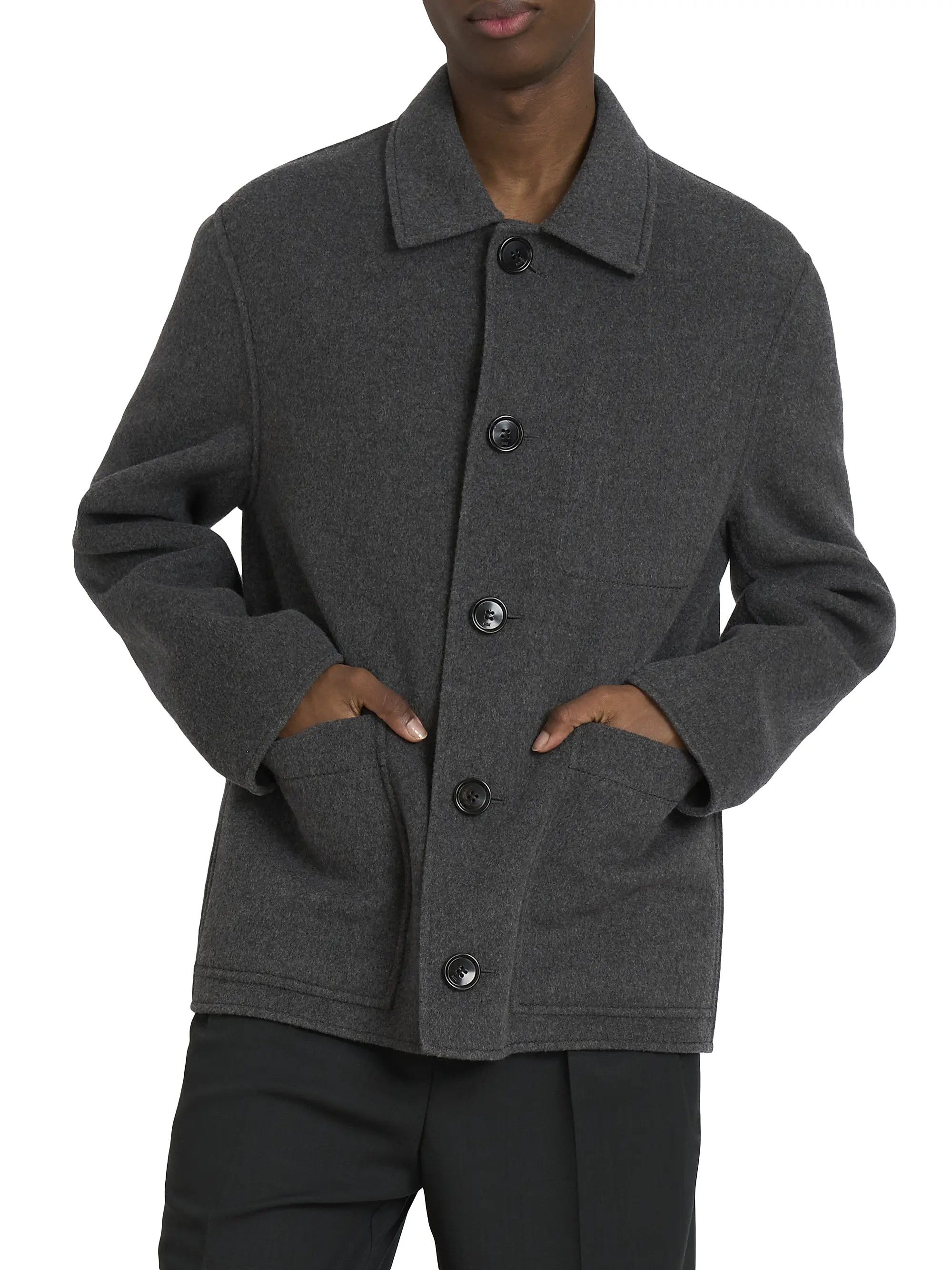 AMI os11x0226 Boxy Button-Front Jacket in Grey Size US L / EU 52-54 / 3 - 3 Thumbnail