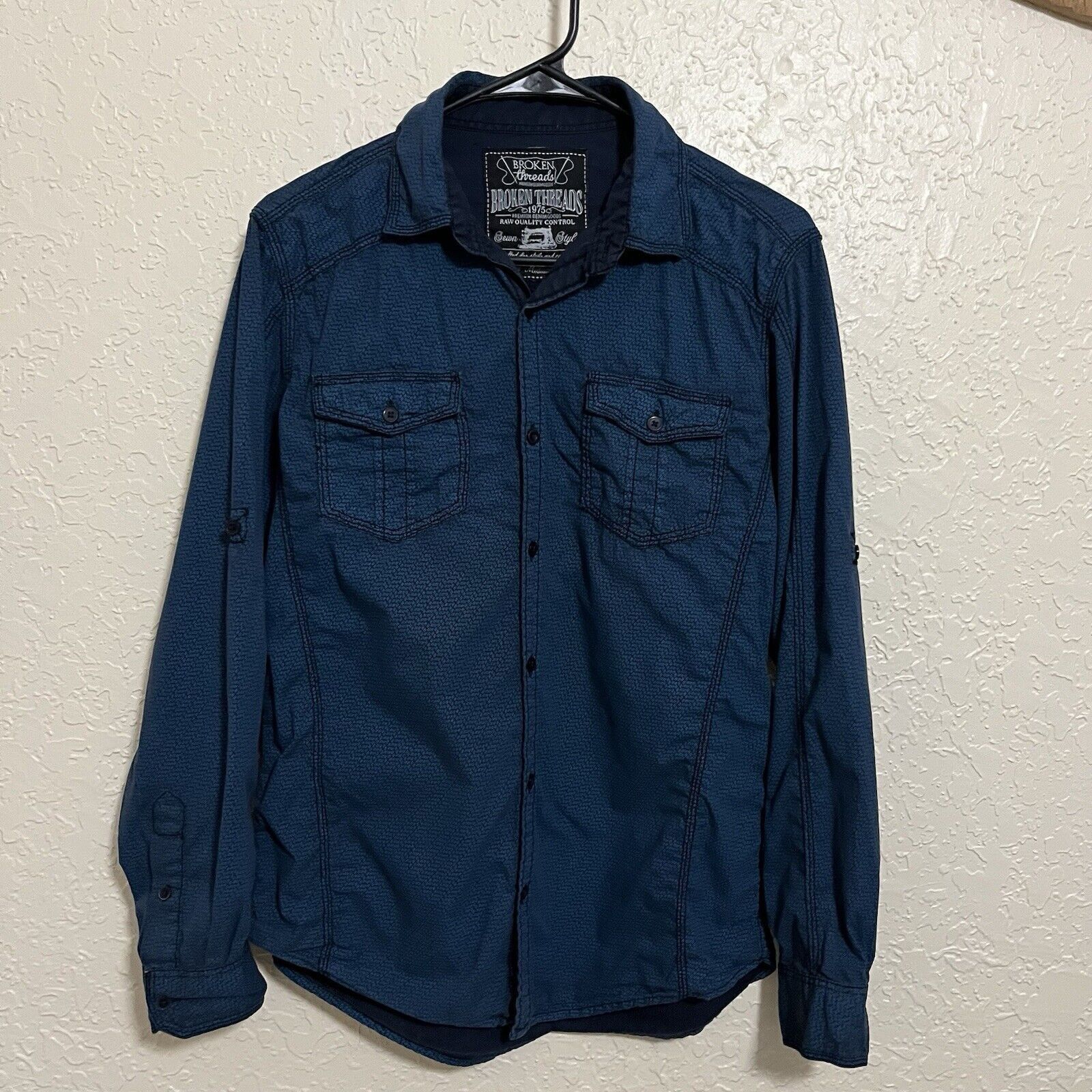 Broken Threads Broken Threads | Blue Long Sl Button Shirt Pockets Roll Tab Size US M / EU 48-50 / 2 - 2 Thumbnail