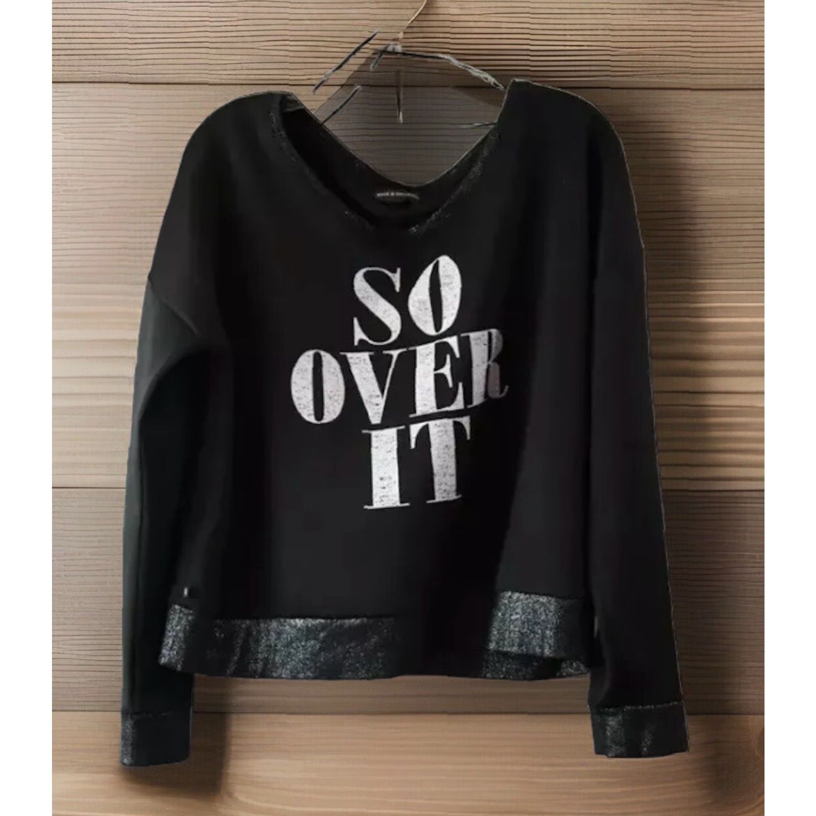 Vintage VINTAGE NWOT Women Rock&Republic So Over It Black Graphic Screen Print Sweater Size XL Size XL / US 12-14 / IT 48-50 - 2 Thumbnail