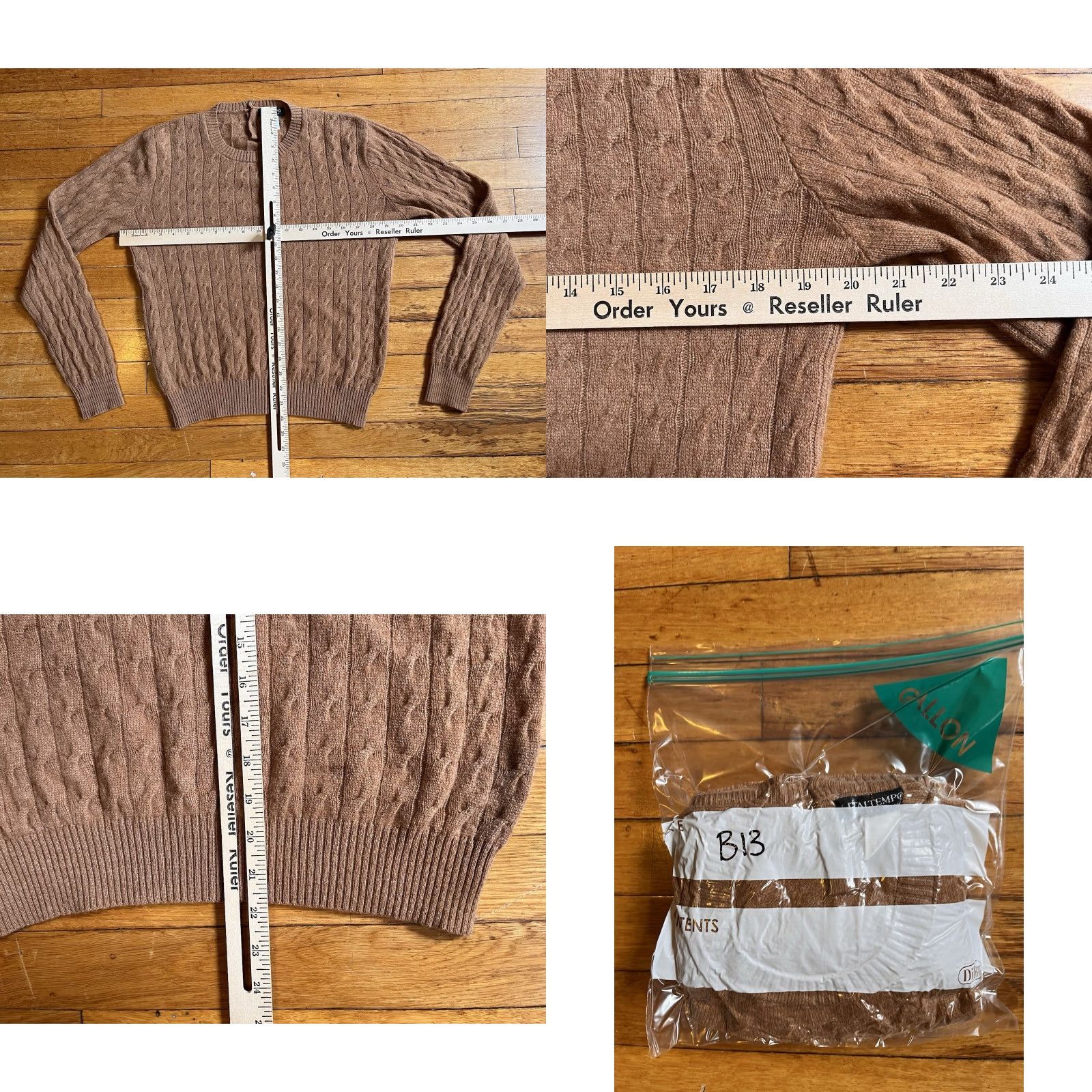 Vintage Italtempo Cashmere Sweater Women’s Large Beige Made In Italy Cableknit Size L / US 10 / IT 46 - 8 Thumbnail