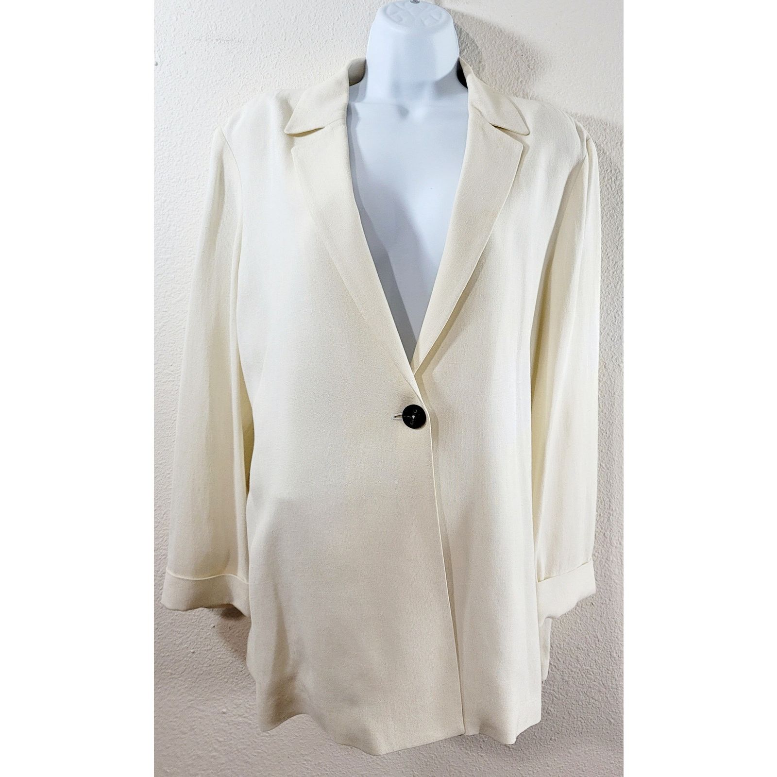 Other Dana Buchman Cream Single Button Notched Lapel Blazer 14 Size XL / US 12-14 / IT 48-50 - 1 Thumbnail