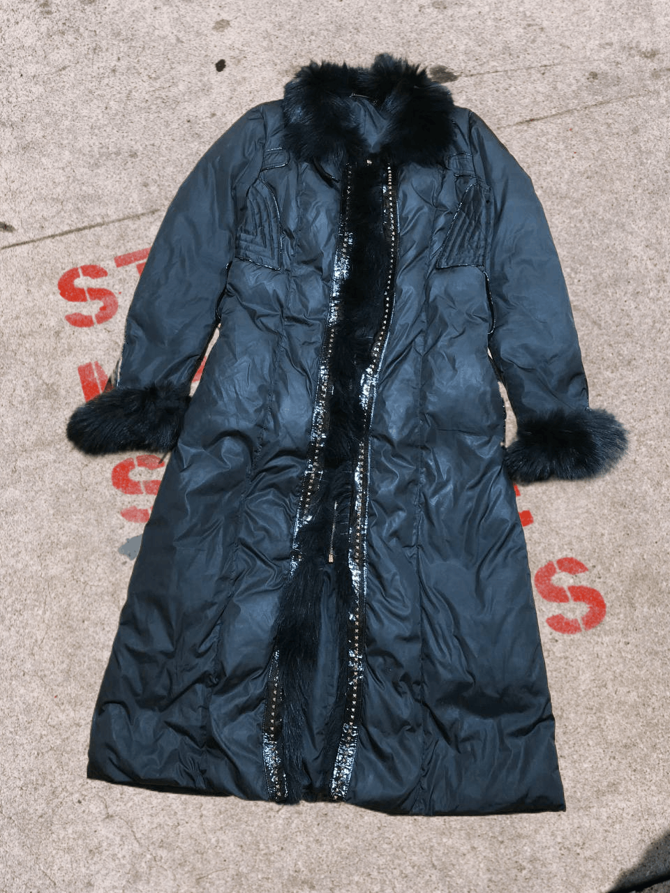 ROBERTO CAVALLI Black Belted Long Nylon Coat