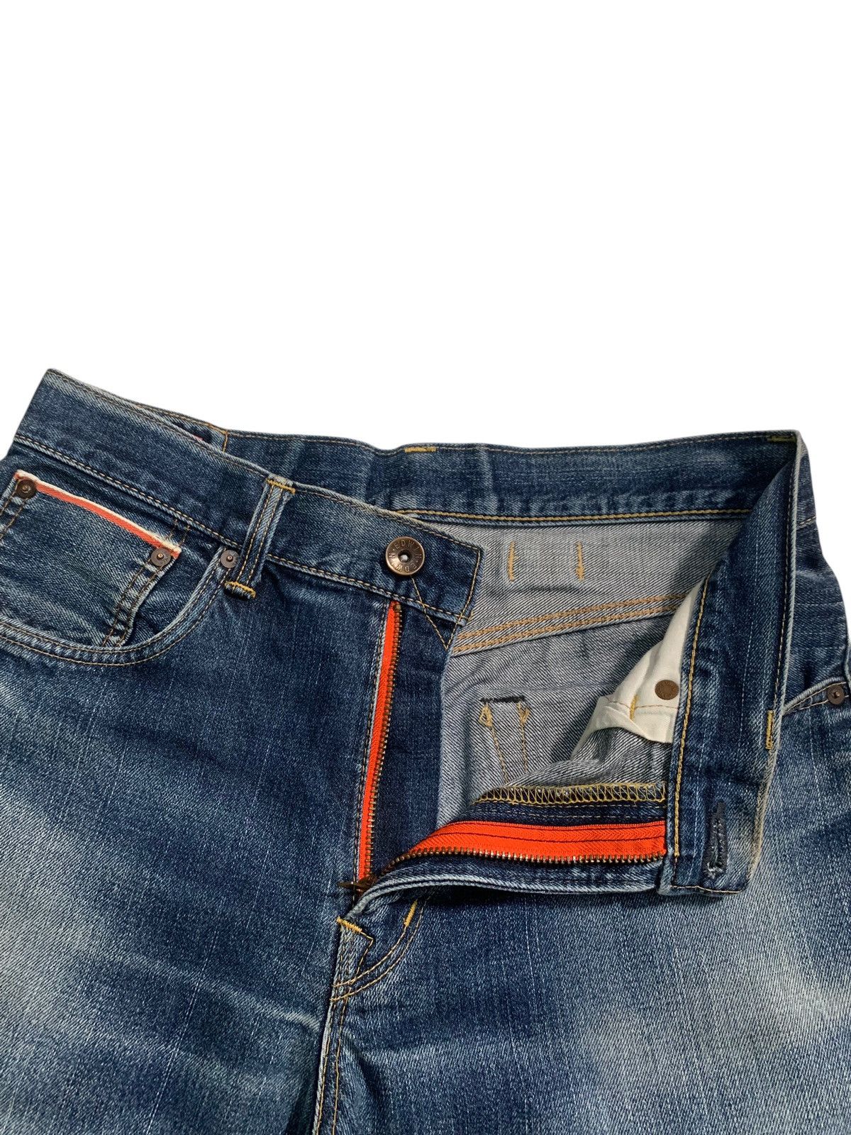 VINTAGE EDWIN 505Z SELVEDGE BUCKLE BACK DISTRESSED DENIM