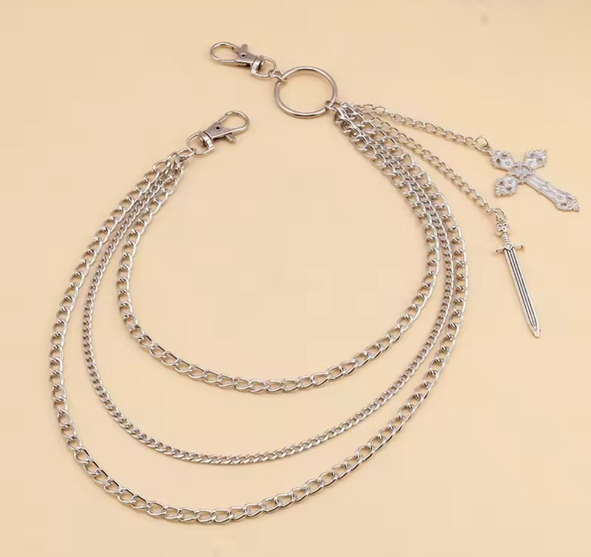 Other Multilayer Cross Sword Pendant Pants Chain Wallet Belt Size ONE SIZE - 2 Thumbnail