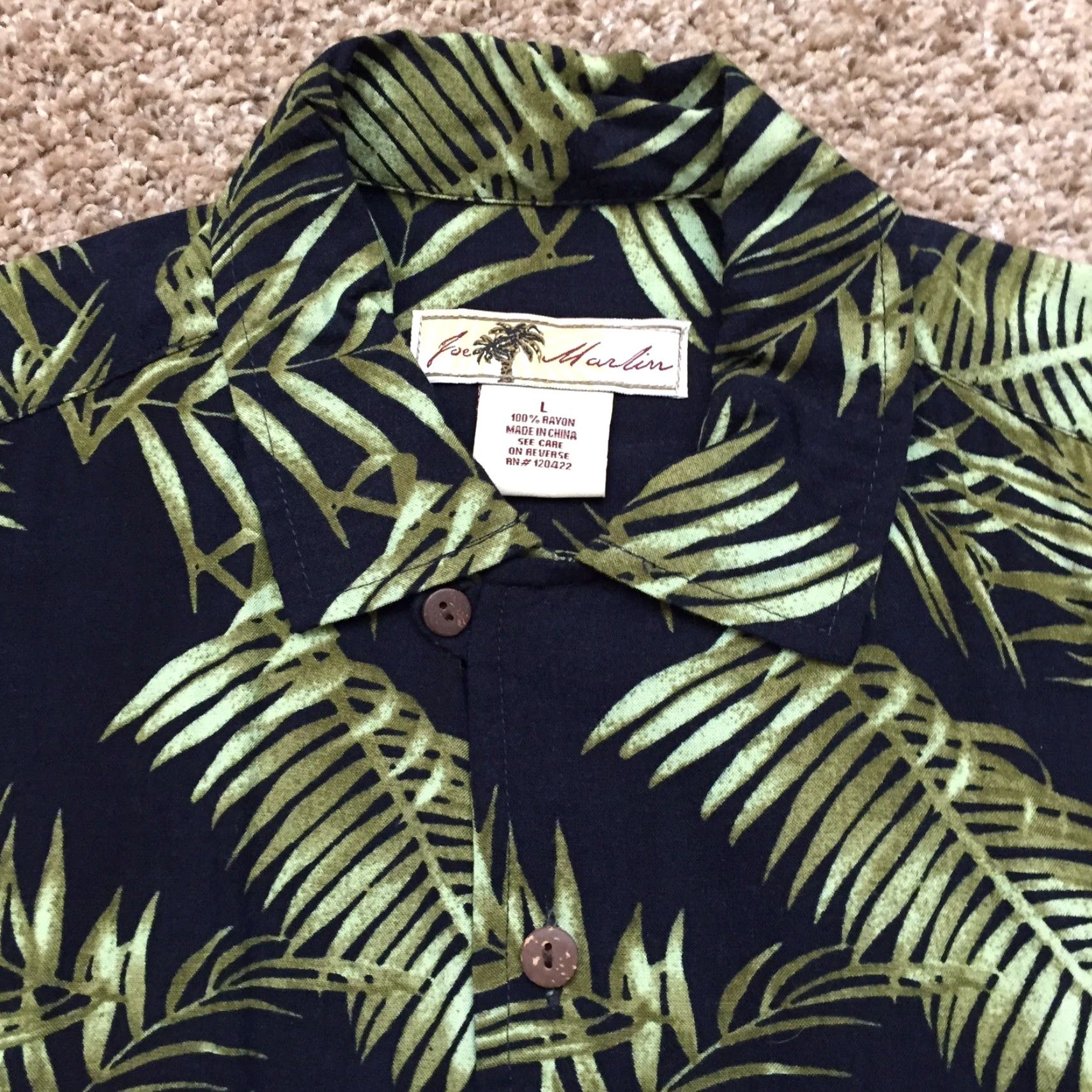Vintage Joe Marlin Shirt Mens Large Black Floral Short Sleeve Button Up Size US L / EU 52-54 / 3 - 2 Thumbnail