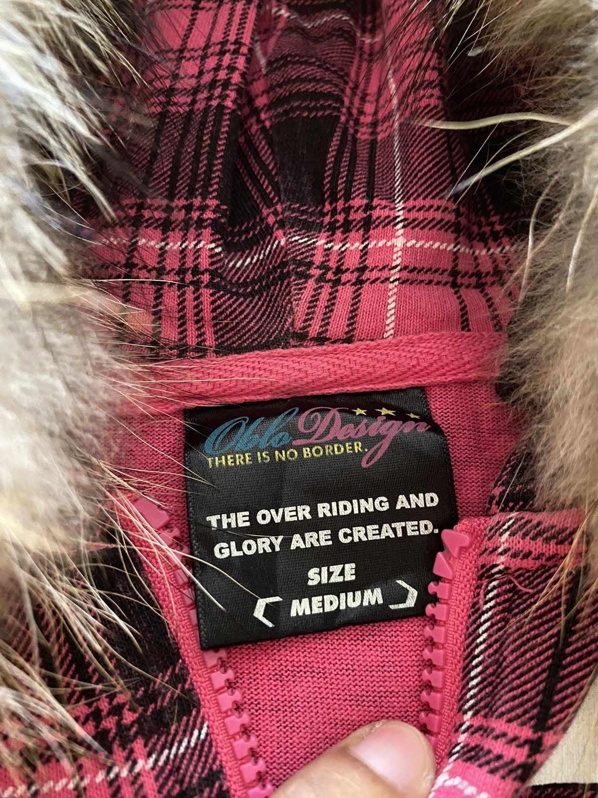 Beauty Beast Oblo design tartan faux fur y2k hoodie Size US M / EU 48-50 / 2 - 6 Thumbnail