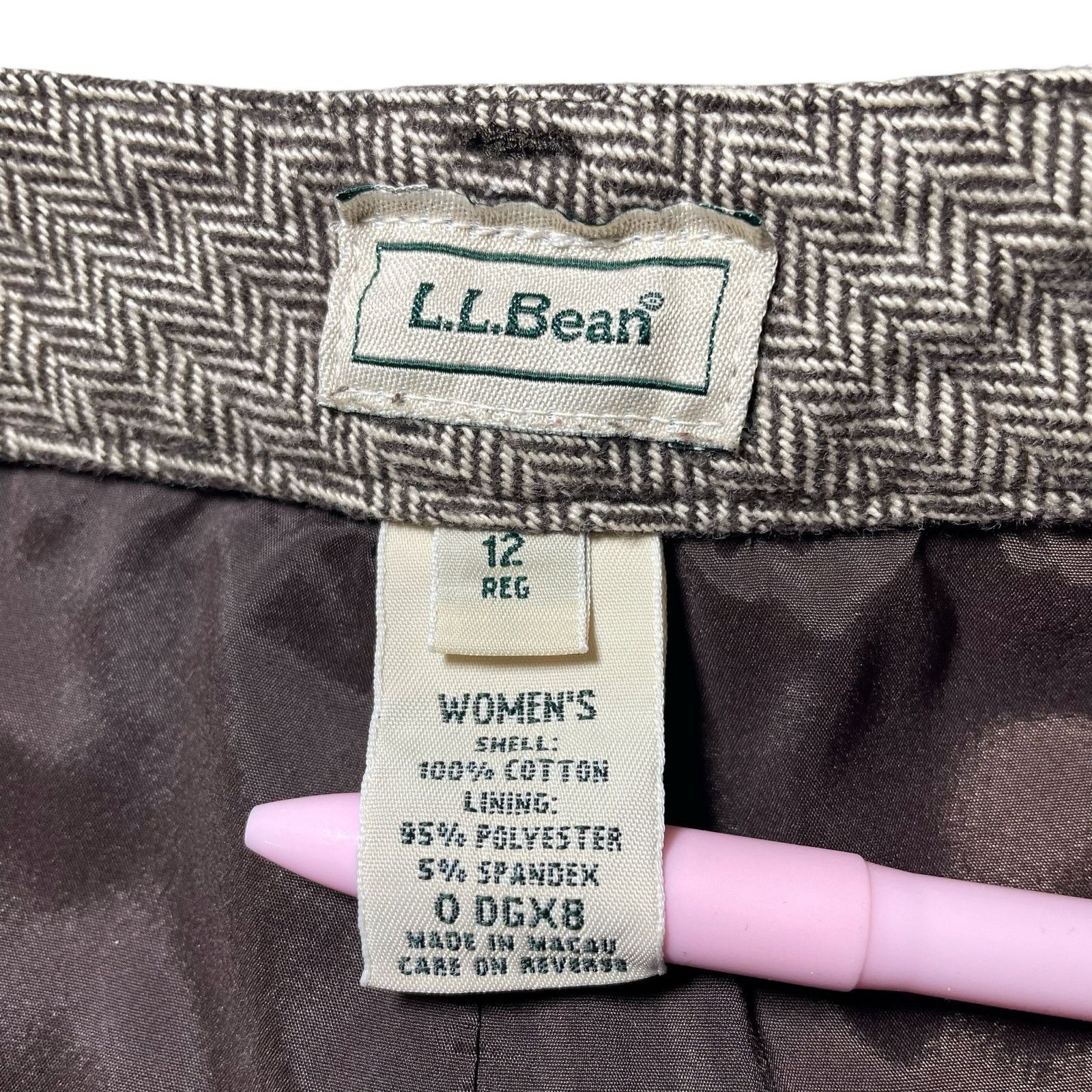 L.L. Bean LL Bean Herringbone Twill Trousers Pants Brown Tan Size 12 Size 34" / US 12 / IT 48 - 4 Thumbnail