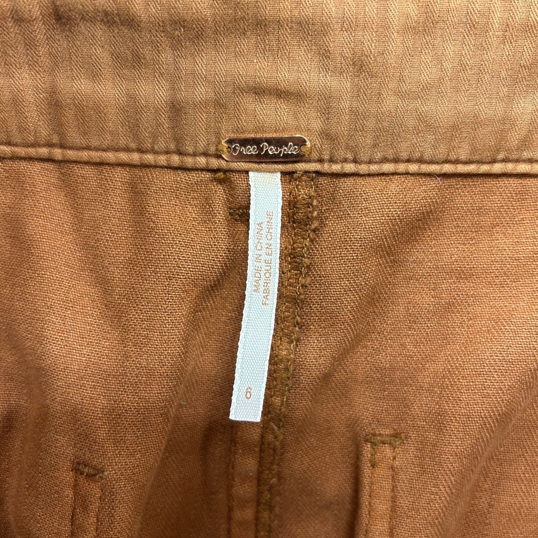 Free People Free People Pants Womens 6 Orange Rust Wide Leg Crop Herringbone Sunday Skies Size 28" / US 6 / IT 42 - 4 Thumbnail
