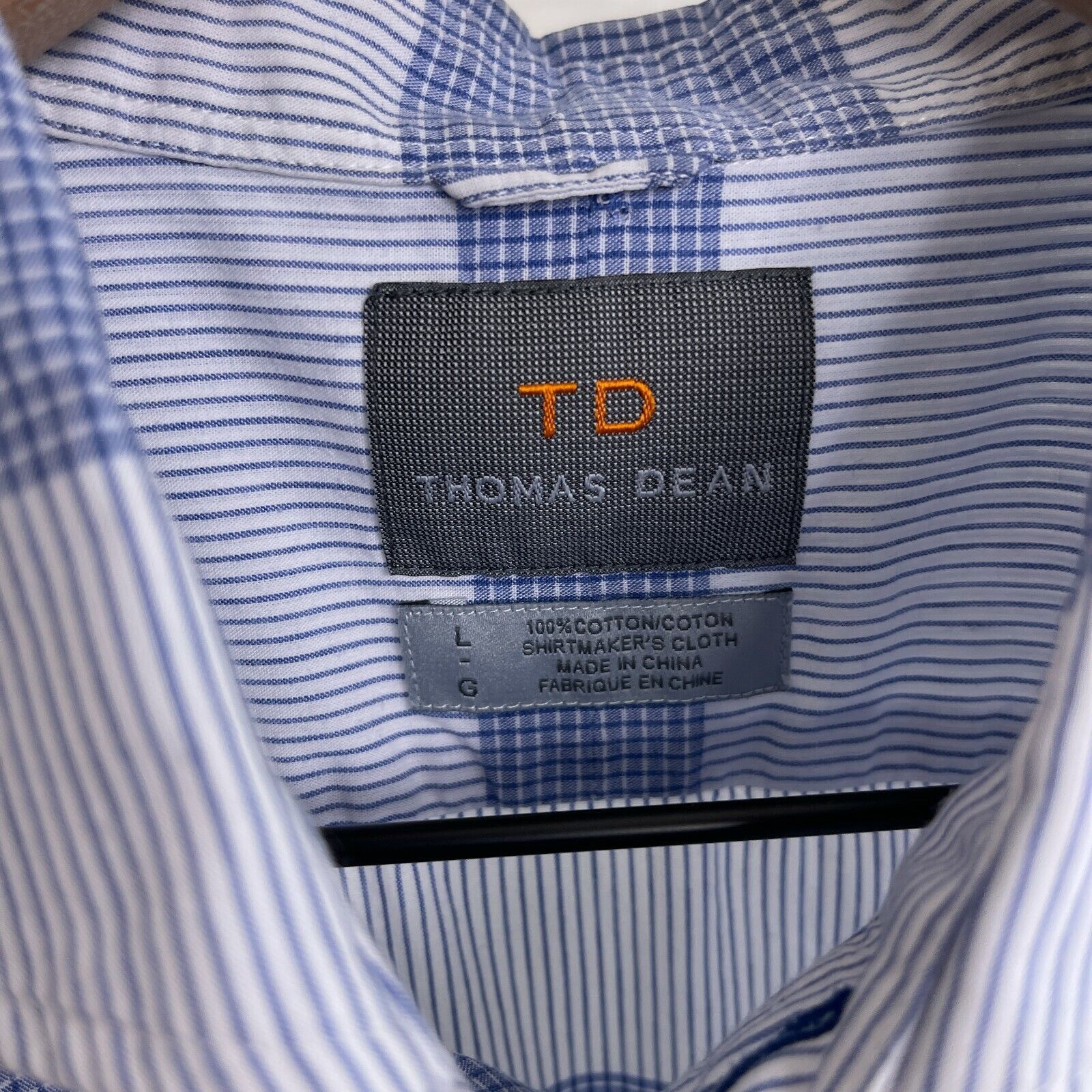 Thomas Dean Thomas Dean Plaid Short Shirt Blue Spread Collar Mens L Size US L / EU 52-54 / 3 - 5 Thumbnail