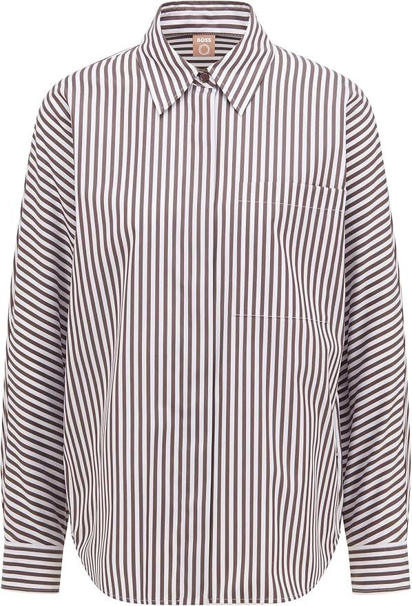 Hugo Boss BOSS Bastripa Relaxed-fit Blouse Striped Cotton Blend Size XL / US 12-14 / IT 48-50 - 4 Thumbnail