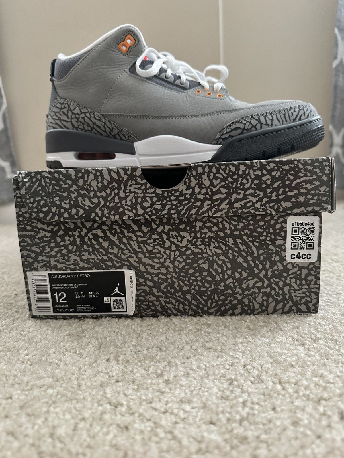 Jordan Brand Air Jordan 3 Retro ‘Cool Grey’ Size US 12 / EU 45 - 7 Thumbnail
