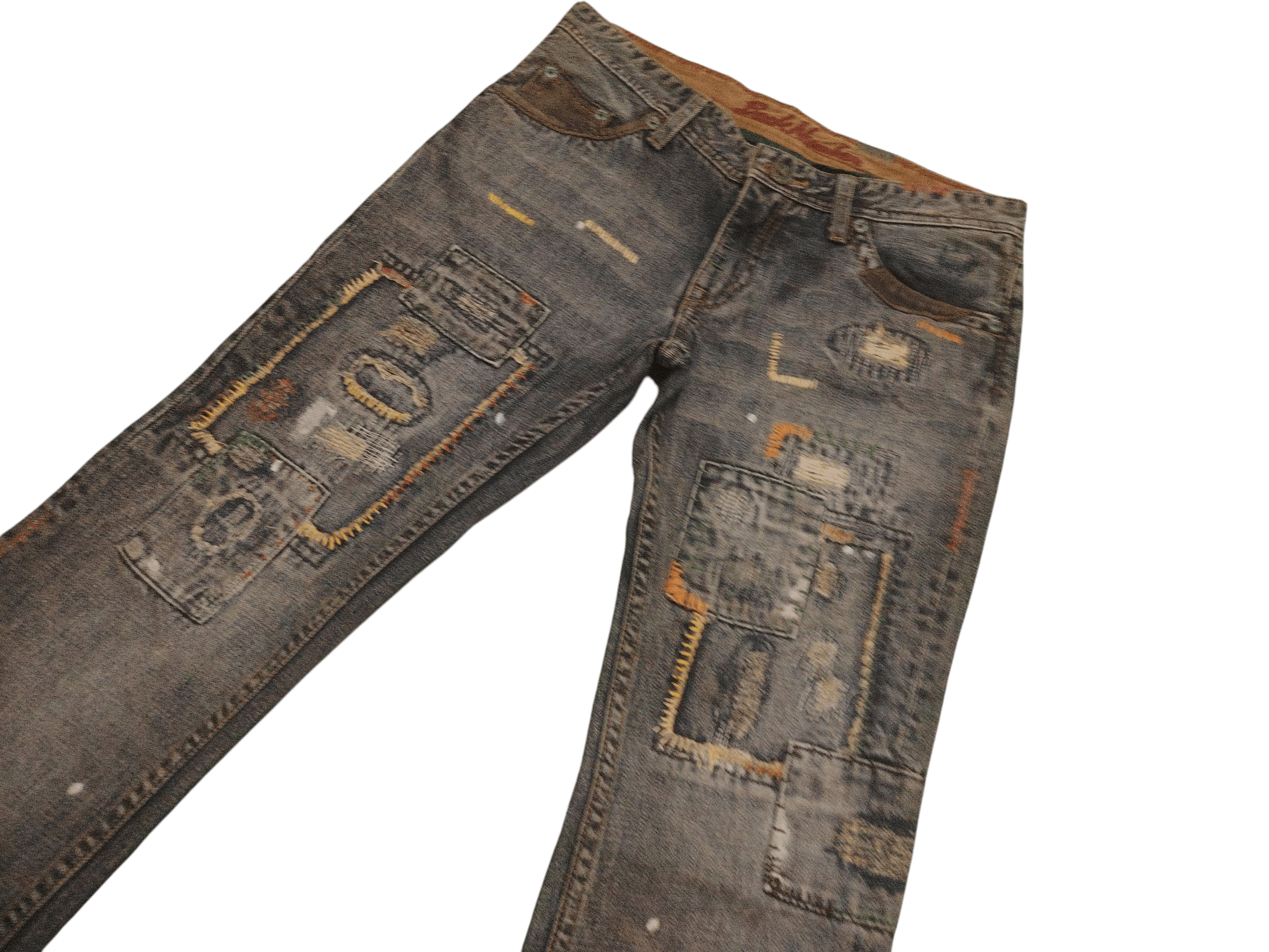 Who Decides War Japanese Back Number Patchwork Boro Flared Jeans Distressed Size US 30 / EU 46 - 3 Thumbnail