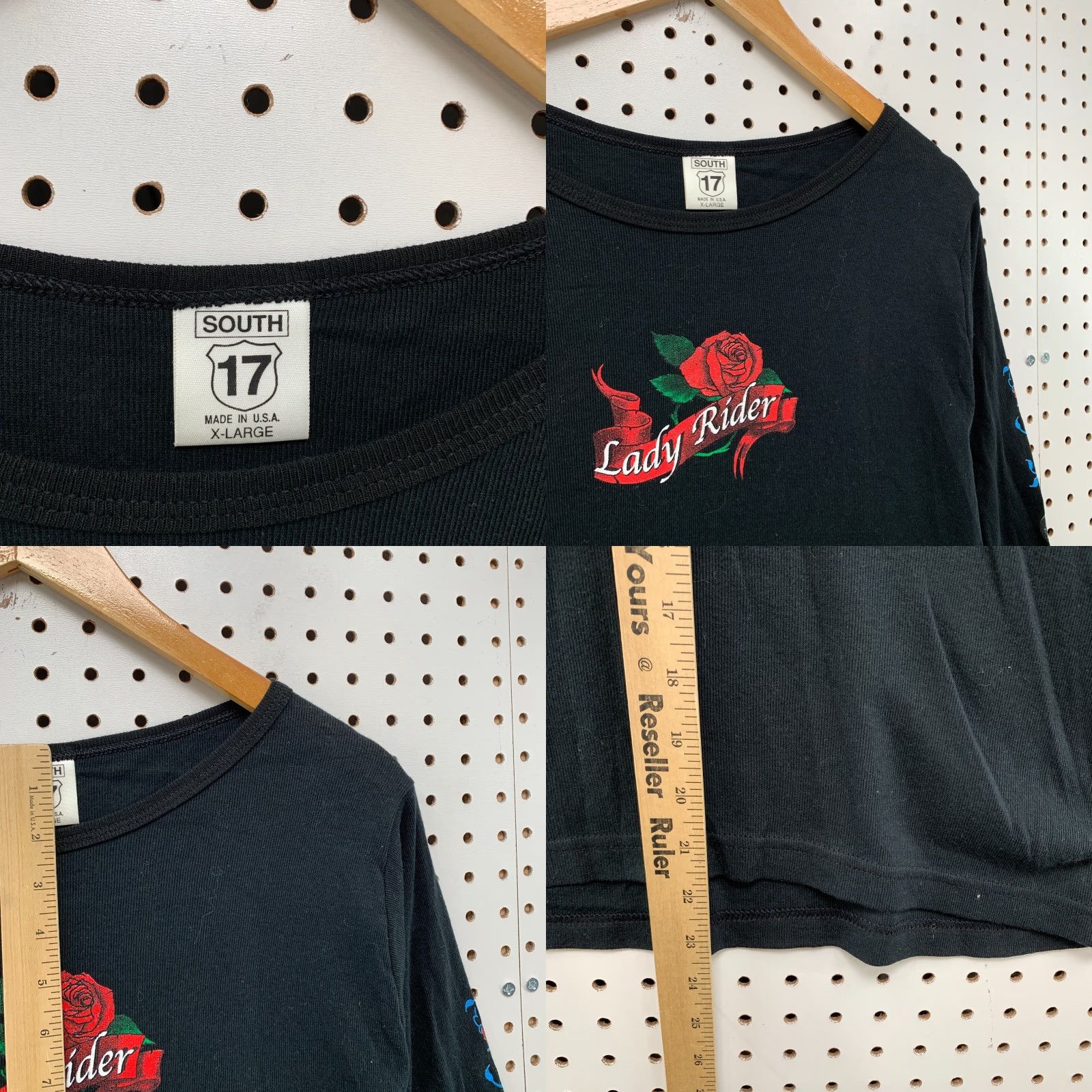 Vintage VINTAGE Lady Rider Motorcycle Shirt Womens XL Black Floral Long Sleeve 20x23.5 Johanns Bar Leather Grill Size XL / US 12-14 / IT 48-50 - 8 Thumbnail