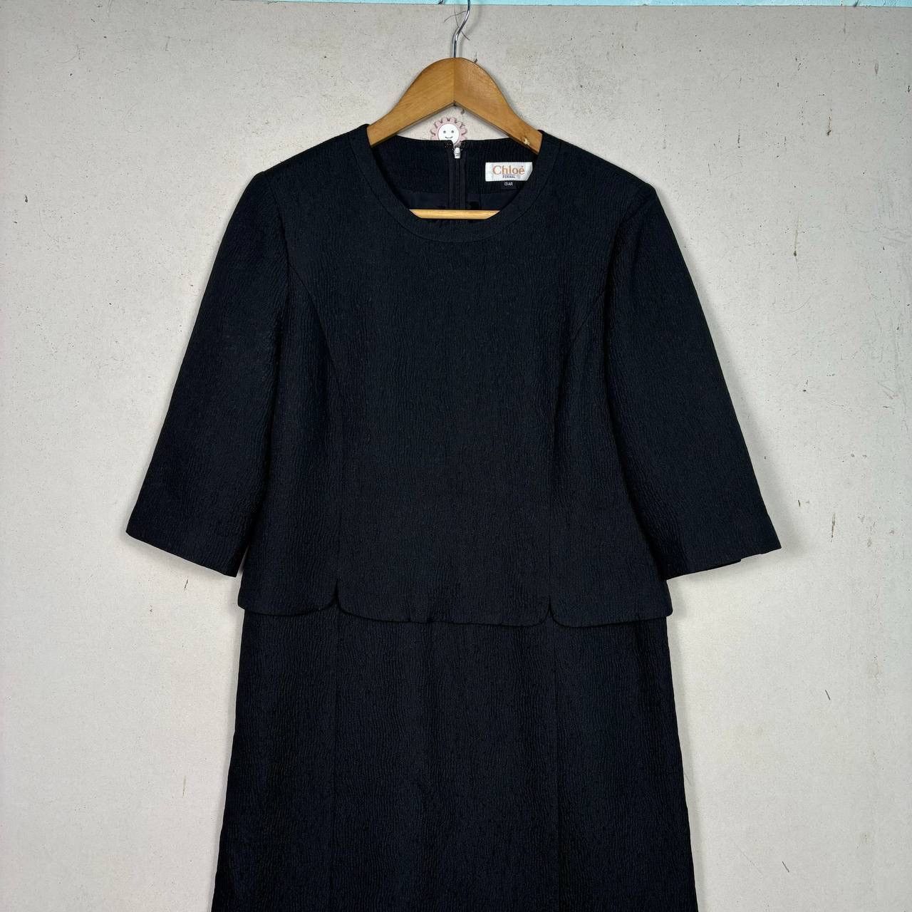 Chloe Chloe Formal Black Suit Set Jacket & Dress Crepe Knit Size M / US 6-8 / IT 42-44 - 9 Thumbnail