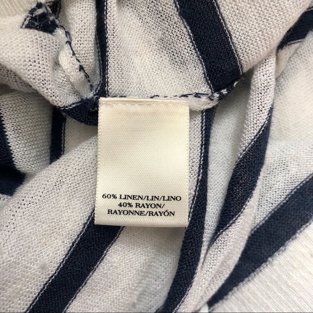 Ann Taylor New ANN TAYLOR Striped Linen-Blend Top White Blue Size S / US 4 / IT 40 - 6 Thumbnail