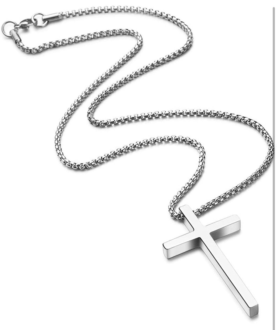Other Sliver Steel Double Sided Cross Pendant Chain Necklace Size ONE SIZE - 3 Thumbnail
