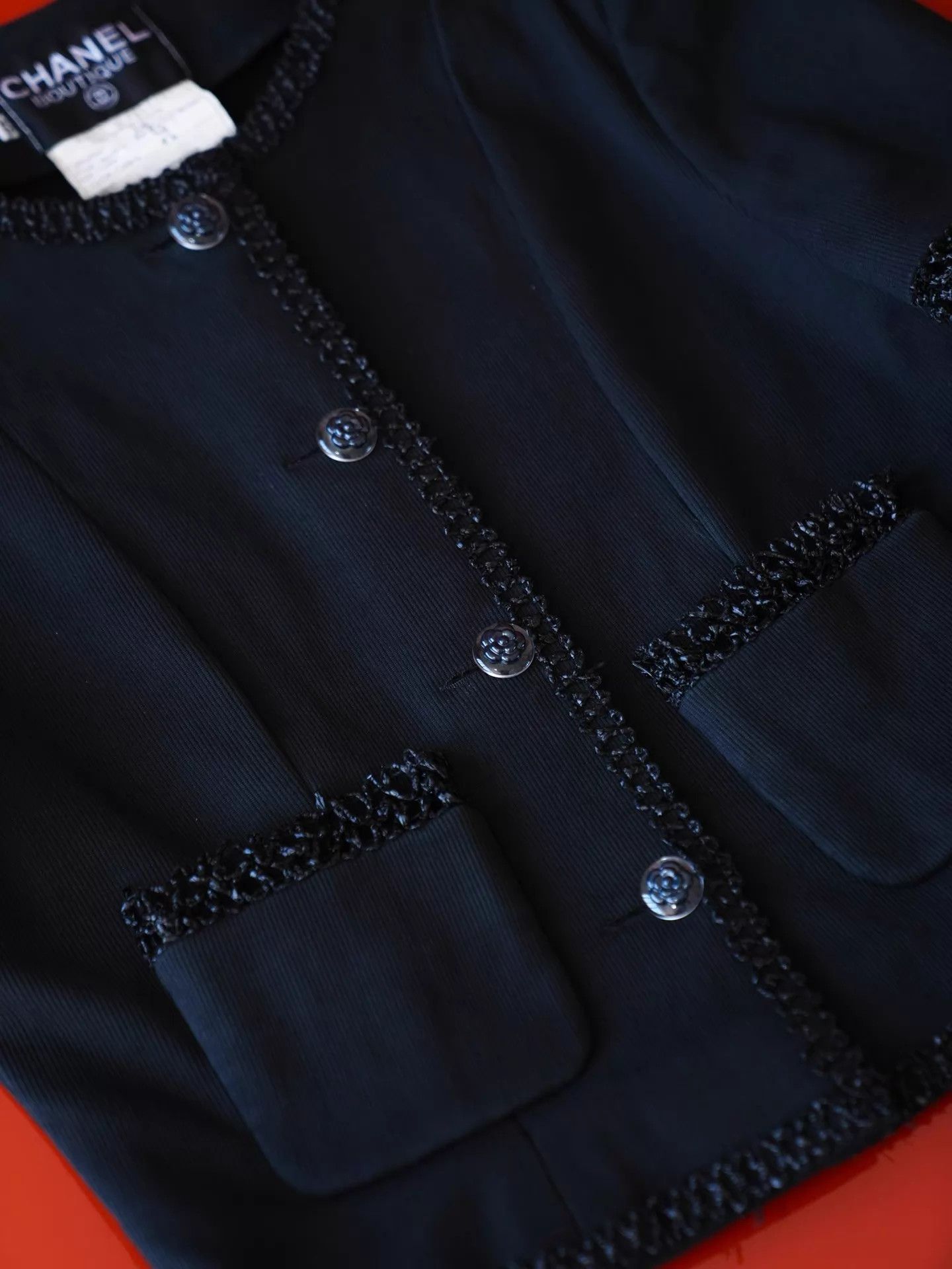 Chanel Chanel 1992ss Black Camellia Button Short Cardi & Skirt Set Size M / US 6-8 / IT 42-44 - 4 Thumbnail