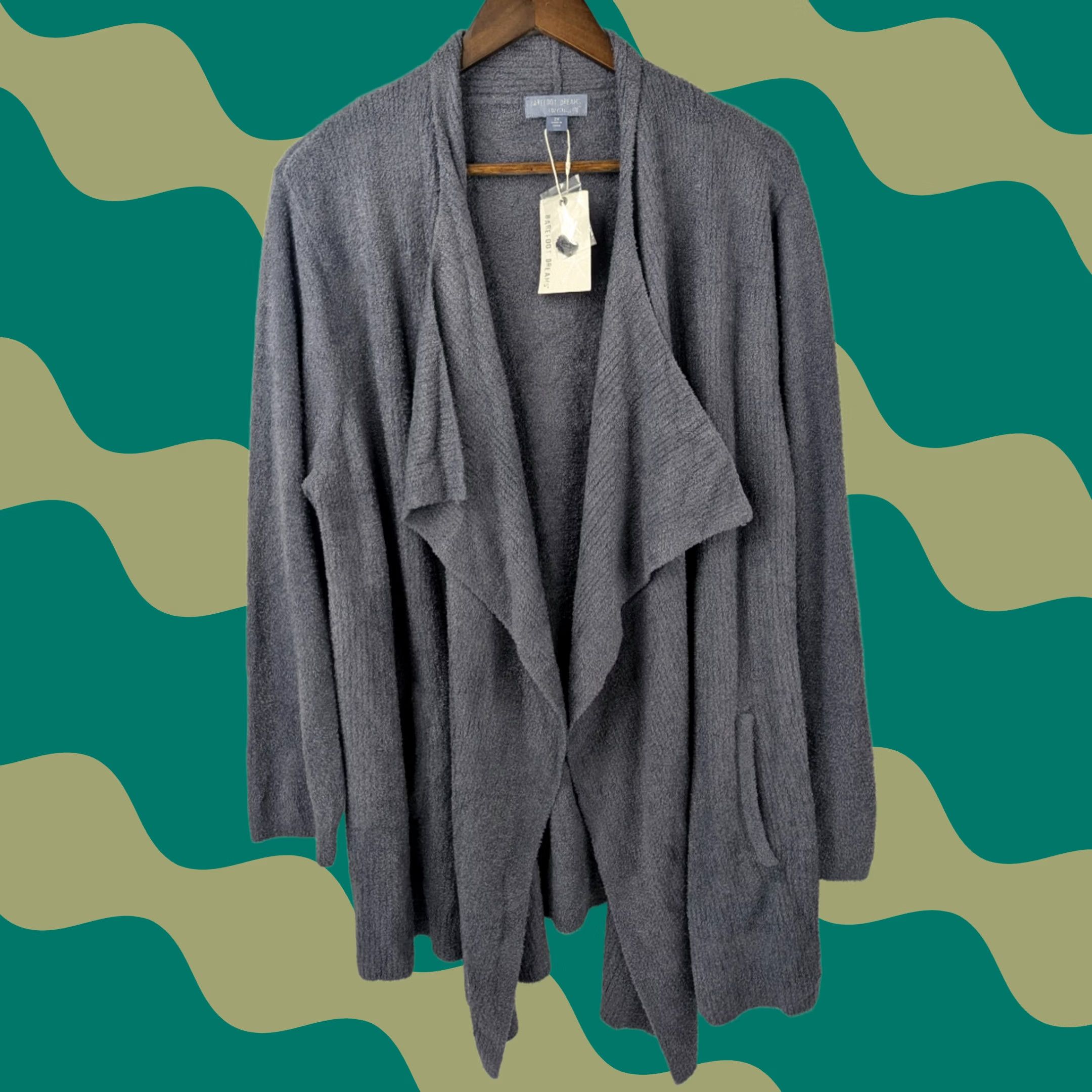 Vintage Barefoot Dreams CozyChic Lite Ribbed Island Wrap Cardigan 2X Cosmic Blue NWT Size XXL / US 16-18 / IT 52-54 - 1 Thumbnail