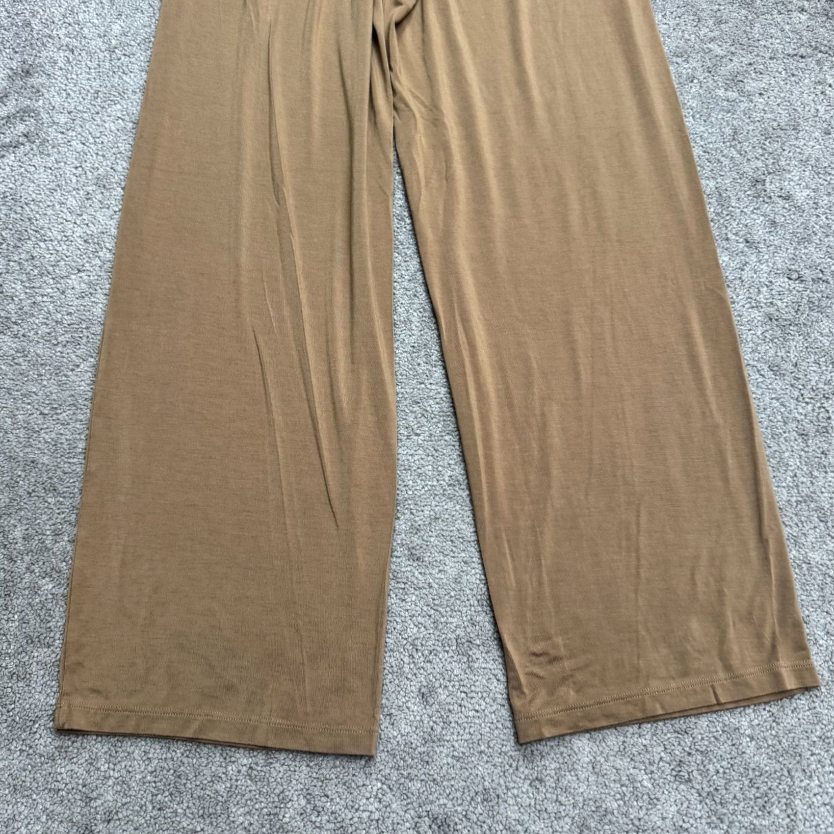 Vintage Knix Lounge Pants Womens Small Camel Brown Modal Elastic Waist Wide Leg Casual Size 28" / US 6 / IT 42 - 4 Thumbnail