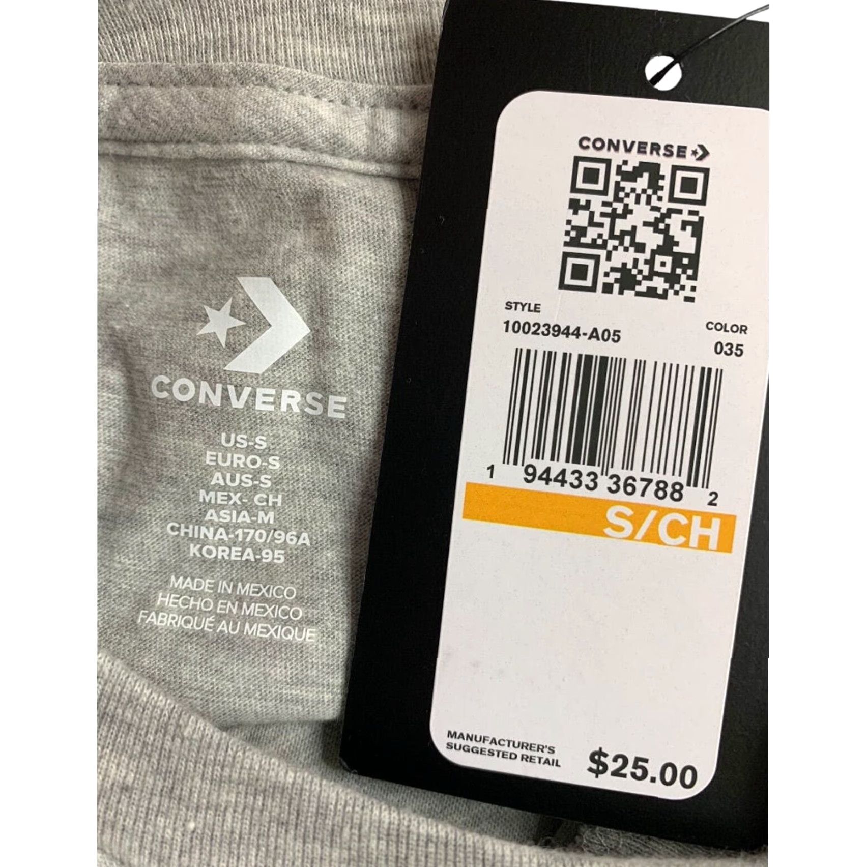Converse Converse T-Shirt Small Mens Gray Heathered Single Pocket Standard Fit Shirt S Mens, Gray, Heathered, Pocket, Standard Fit Size US S / EU 44-46 / 1 - 6 Thumbnail