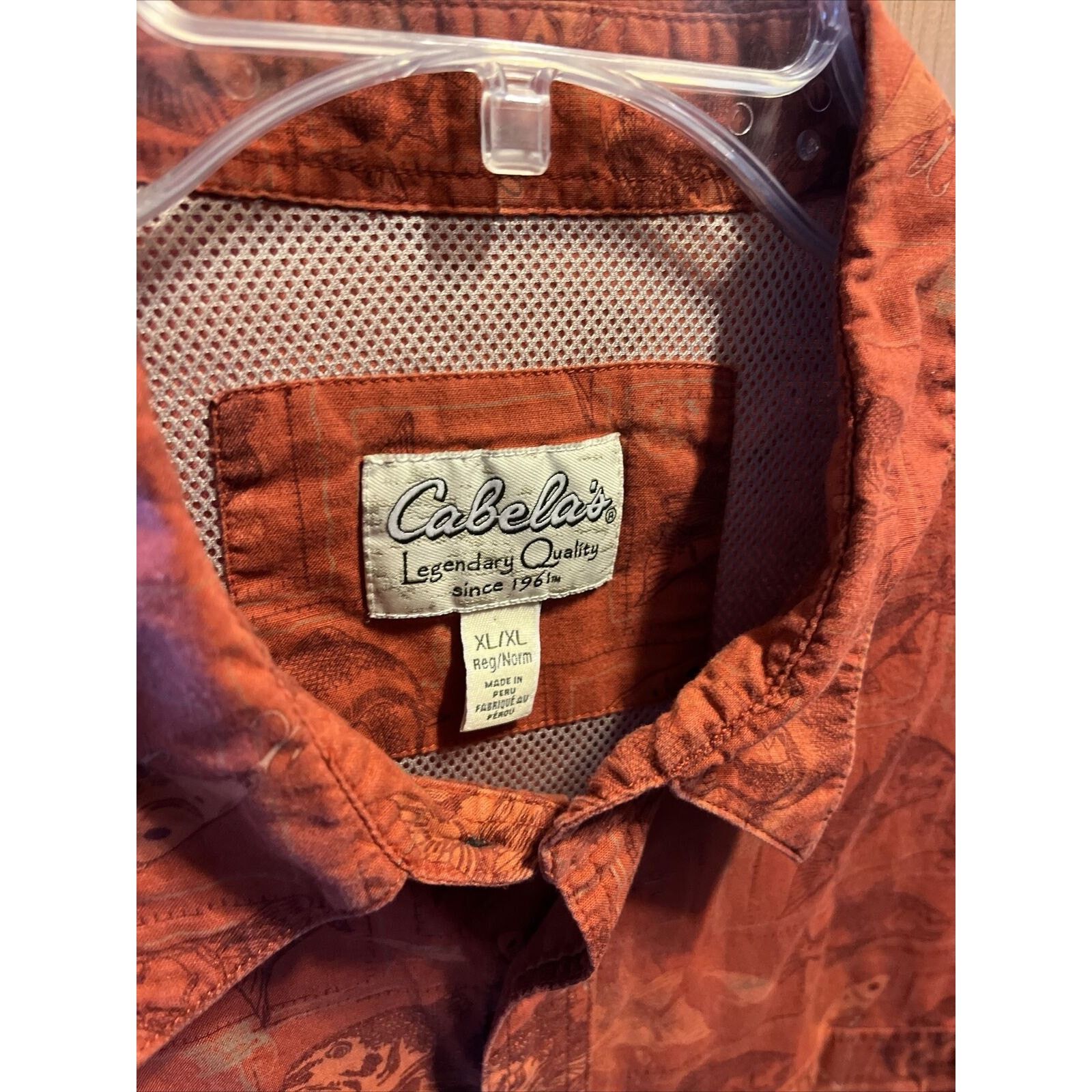 Cabelas Cabelas Shirt Men XL Button Burnt Orange Fish All Over Print Size US XL / EU 56 / 4 - 12 Thumbnail